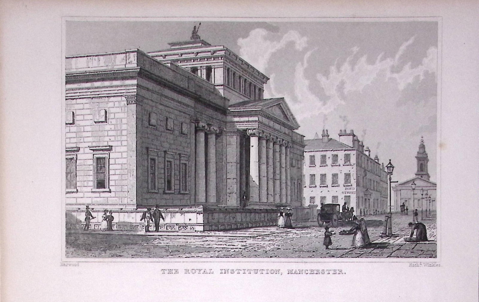 Royal Institution Mosley Street Manchester Antique 195 Years-Old Steel-Engraving-34: Title: Royal Institution Mosley Street Manchester Antique 195 Years-Old Steel-Engraving-34 Description: This Antique Steel Engraving Was Removed from a 195-Year-Old Edition of. Lancashire Illustrated