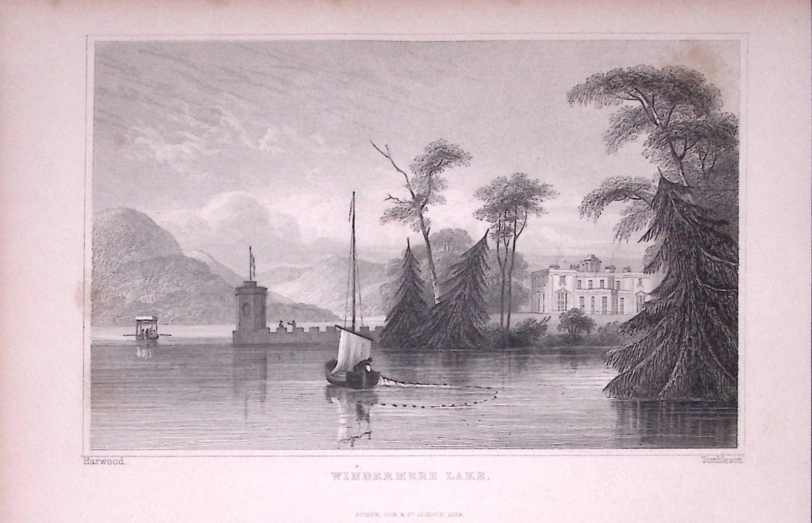 View of Lake Windermere Antique 195 Years-Old Steel-Engraving-10: Title: View of Lake Windermere Antique 195 Years-Old Steel-Engraving-10 Description: This Antique Steel Engraving Was Removed from a 195-Year-Old Edition of. Lancashire Illustrated in a Series