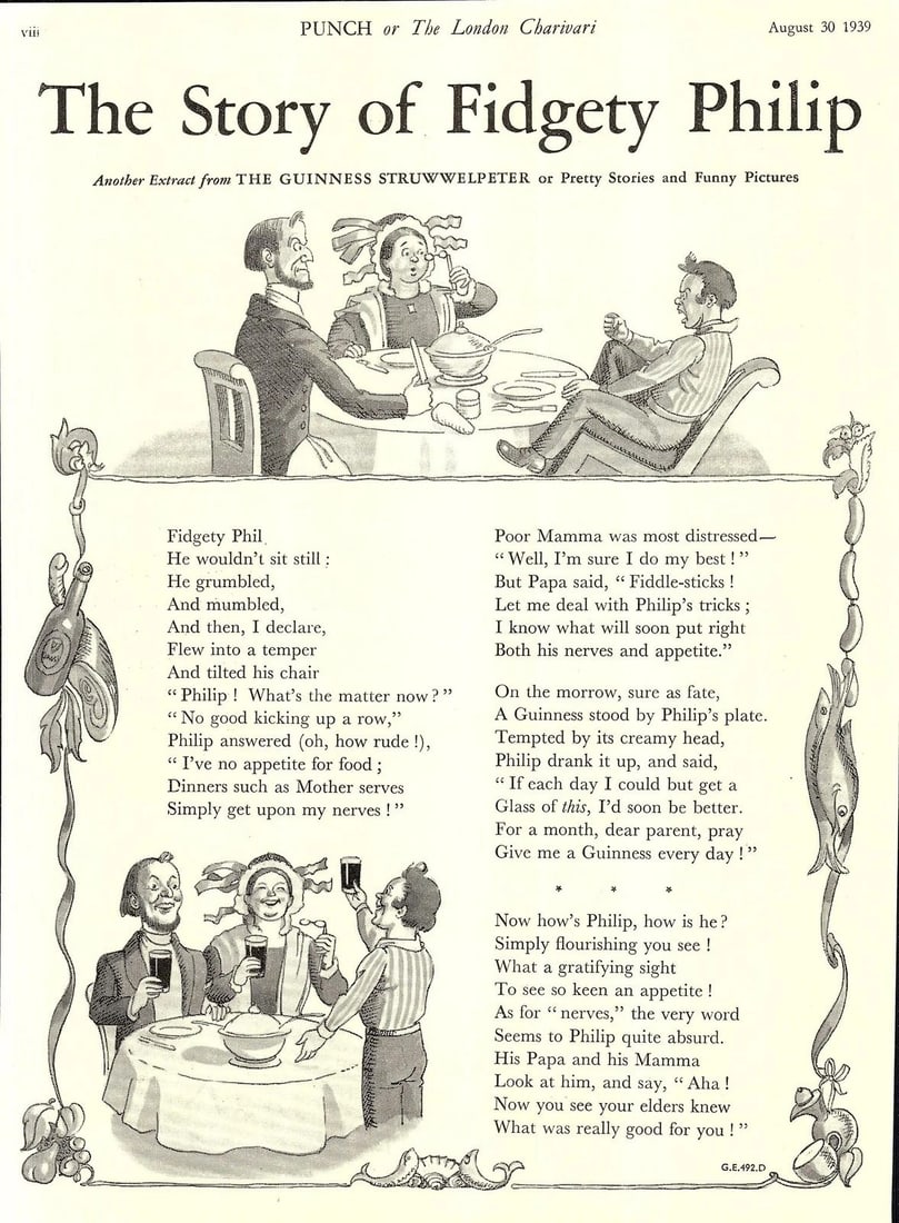 Guinness 86 Years-Old Advert 1939 86 Years Old Fidgety Philip Print: GE.492.D. (1 of 1)