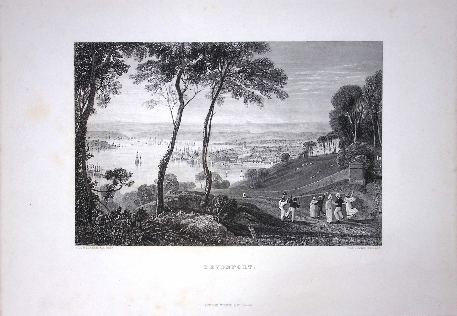 J.M.W Turner View Over Devonport Devon Antique Steel Engraving-111-TR: Title: J.M.W Turner View Over Devonport Devon Antique Steel Engraving-111-TR Description: This Antique Steel-Engraving Was Removed from an Edition Of. The Turner Gallery a Series of 120