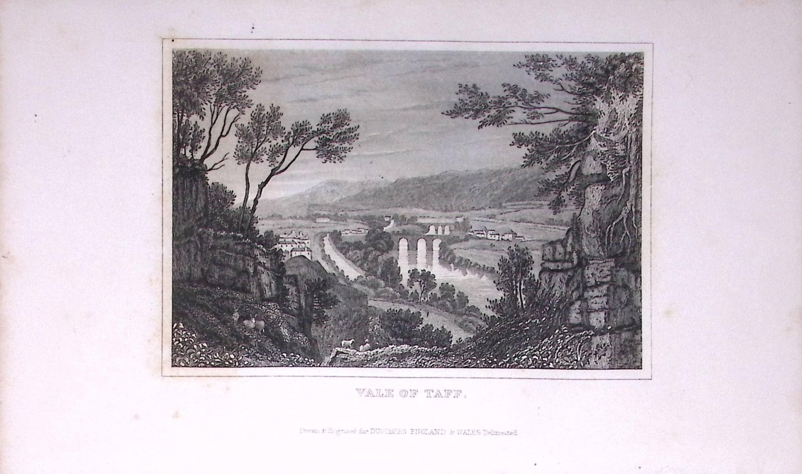 Vale of Taff South Wales Antique 180 Years-Old Copper Plate Print-86: Title: Vale of Taff South Wales Antique 180 Years-Old Copper Plate Print-86 Description: This Antique Copper Plate Engraving Has Been Removed from an Antique Edition of. Thomas Dugdale Curiosities of