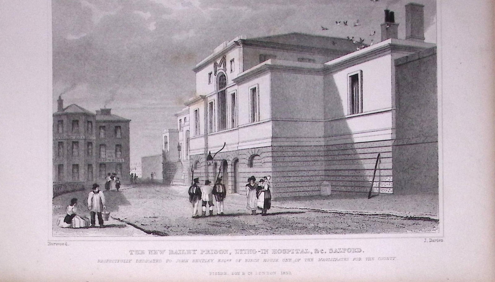Salford Prison Hospital Antique 195 Years-Old Steel-Engraving-17: Title: Salford Prison Hospital Antique 195 Years-Old Steel-Engraving-17 Description: This Antique Steel Engraving Was Removed from a 195-Year-Old Edition of. Lancashire Illustrated in a Series of
