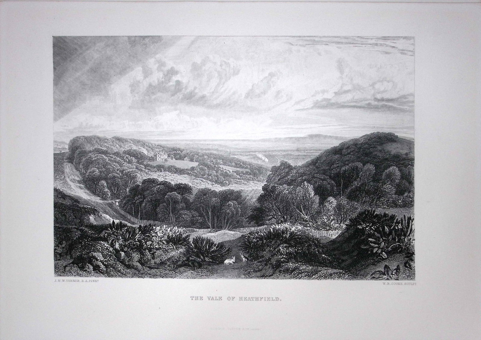 J.M.W Turner The Vale of Heathfield Sussex Antique Steel Engraving-52-TR (1 of 1)