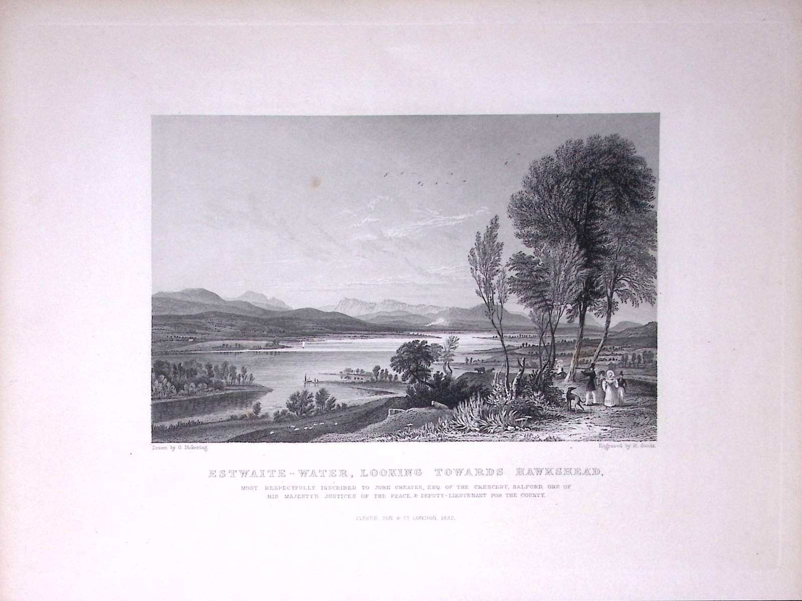 Lake District Estwaite Water Hawkshead Antique 195 Years-Old Large Steel-Engraving-57: Title: Lake District Estwaite Water Hawkshead Antique 195 Years-Old Large Steel-Engraving-57 Description: This Antique Steel Engraving Was Removed from a 195-Year-Old Edition of. Lancashire