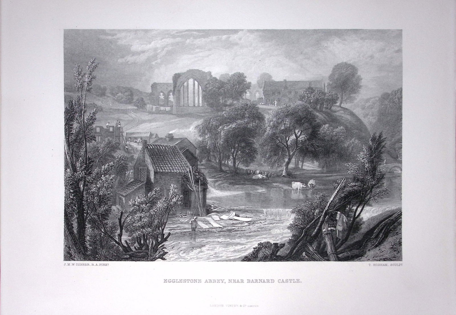 J.M.W Turner Egglestone Abbey Near Barnard Castle Antique Steel Engraving-92-TR: Title: J.M.W Turner Egglestone Abbey Near Barnard Castle Antique Steel Engraving-92-TR Description: This Antique Steel-Engraving Was Removed from a Edition Of. The Turner Gallery a