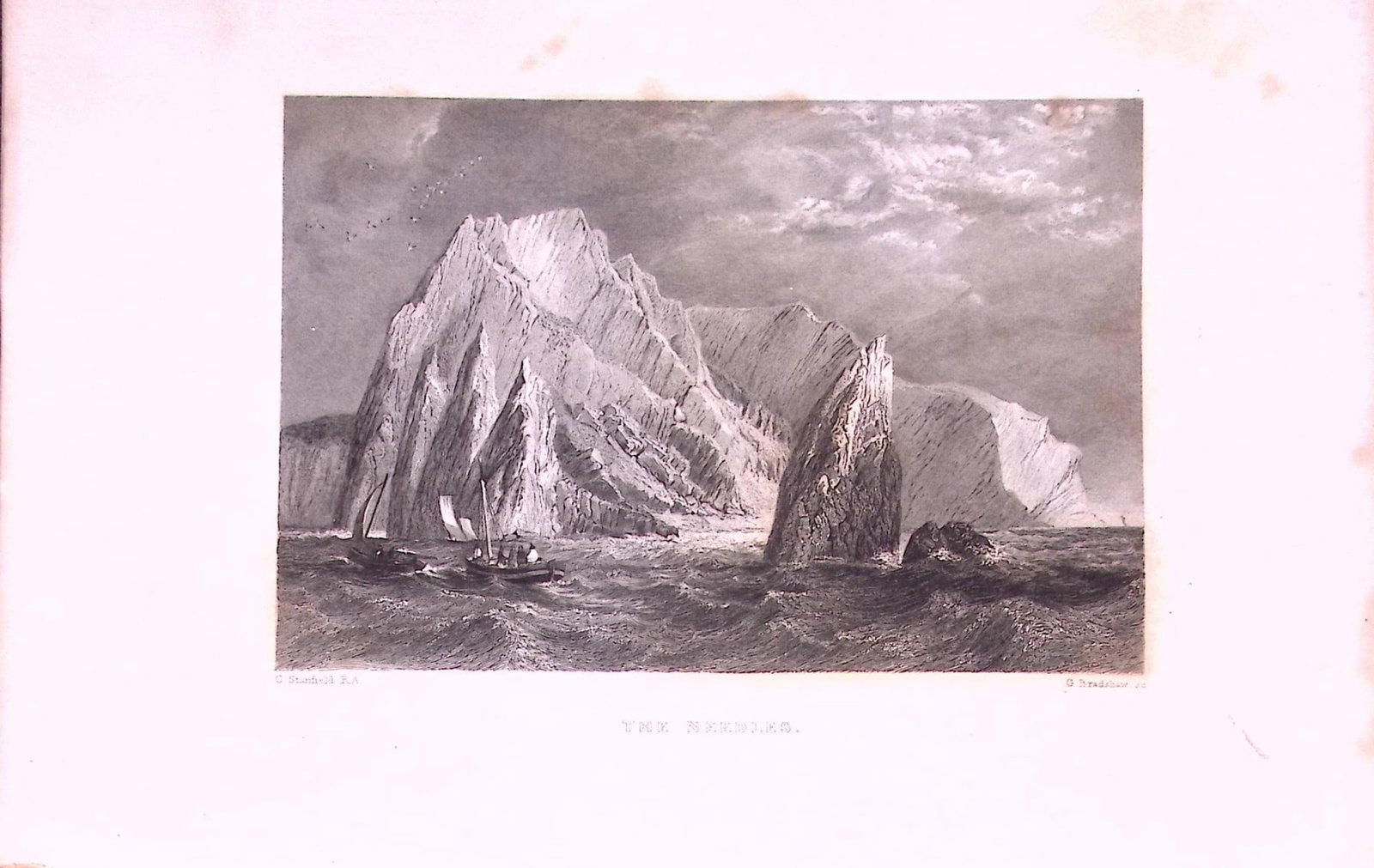 The Needles Isle of Wight 179 years-Old Antique Steel Engraving Print-5-TR: Title: The Needles Isle of Wight 179 years-Old Antique Steel Engraving Print-5-TR Description: This Antique Print Was Remove from an Edition of History of Stansfield Coast Scenery. Published i