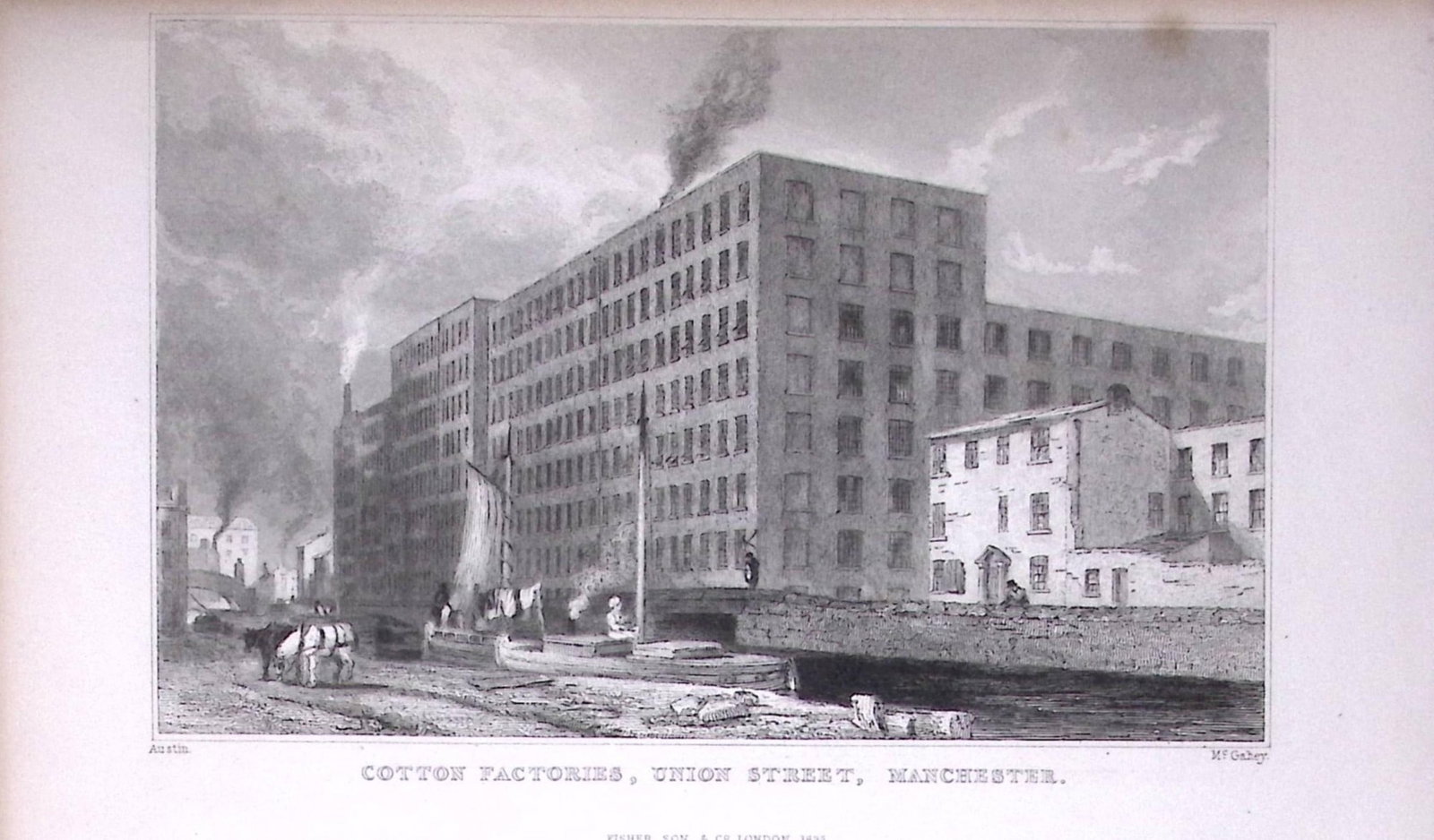 Manchester Cotton Factories Antique 195 Years-Old Steel-Engraving-20 (1 of 2)