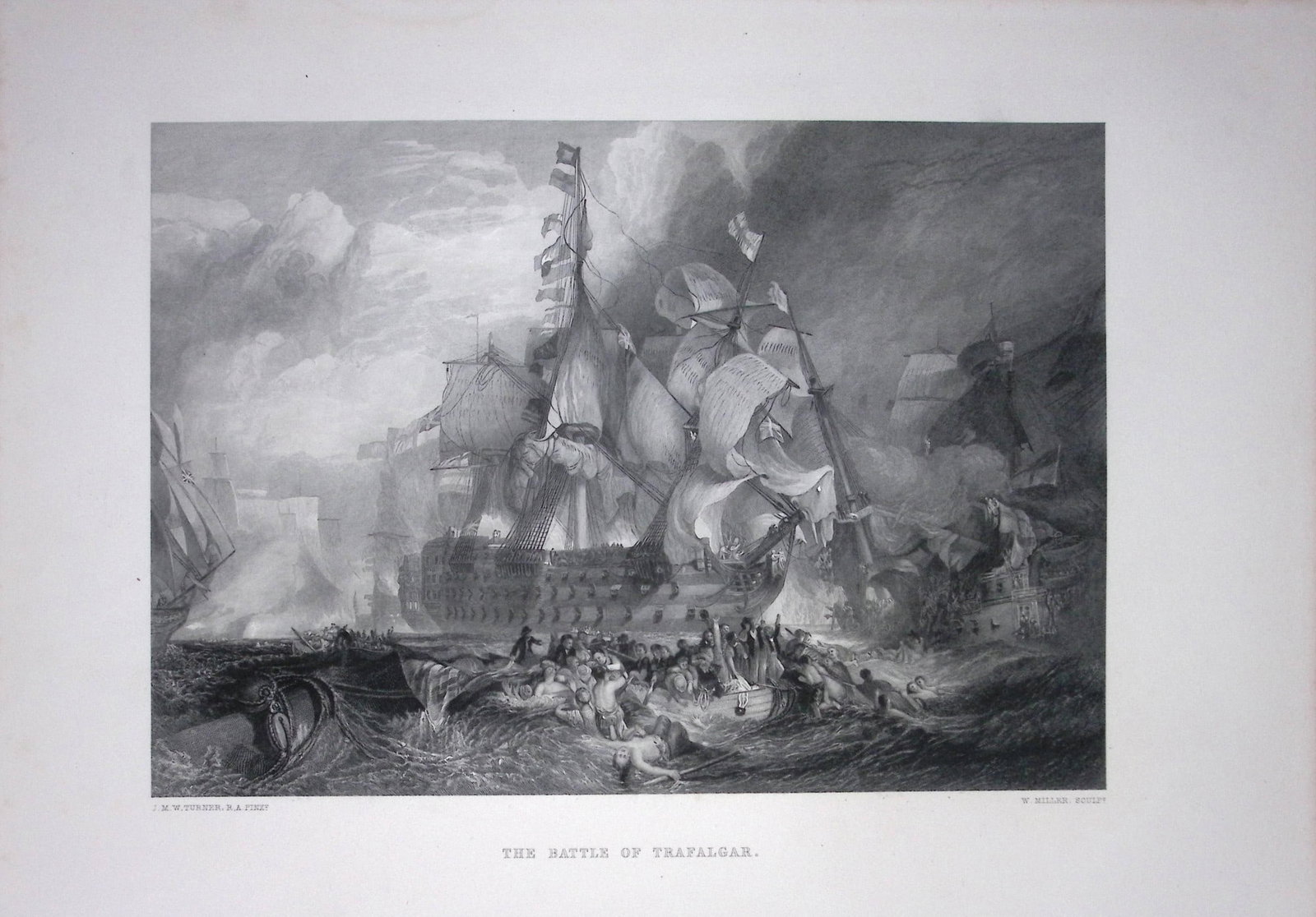 J.M.W Turner Gallery The Battle of Trafalgar Antique Steel Engraving-70-TR (1 of 1)