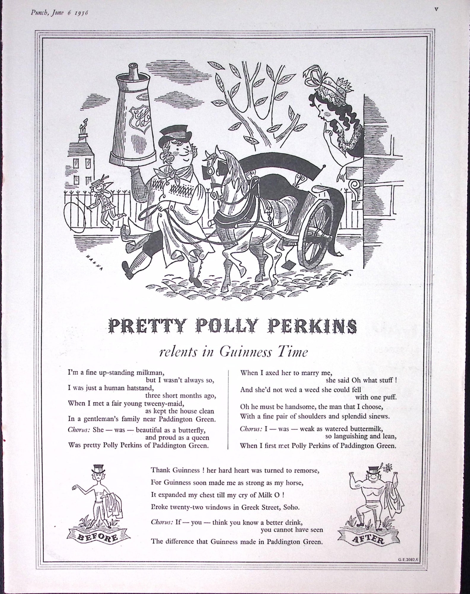 Guinness 1956 Original 70 Years-Old Print Pretty Polly Perkins- G.E.2082-E. (1 of 1)