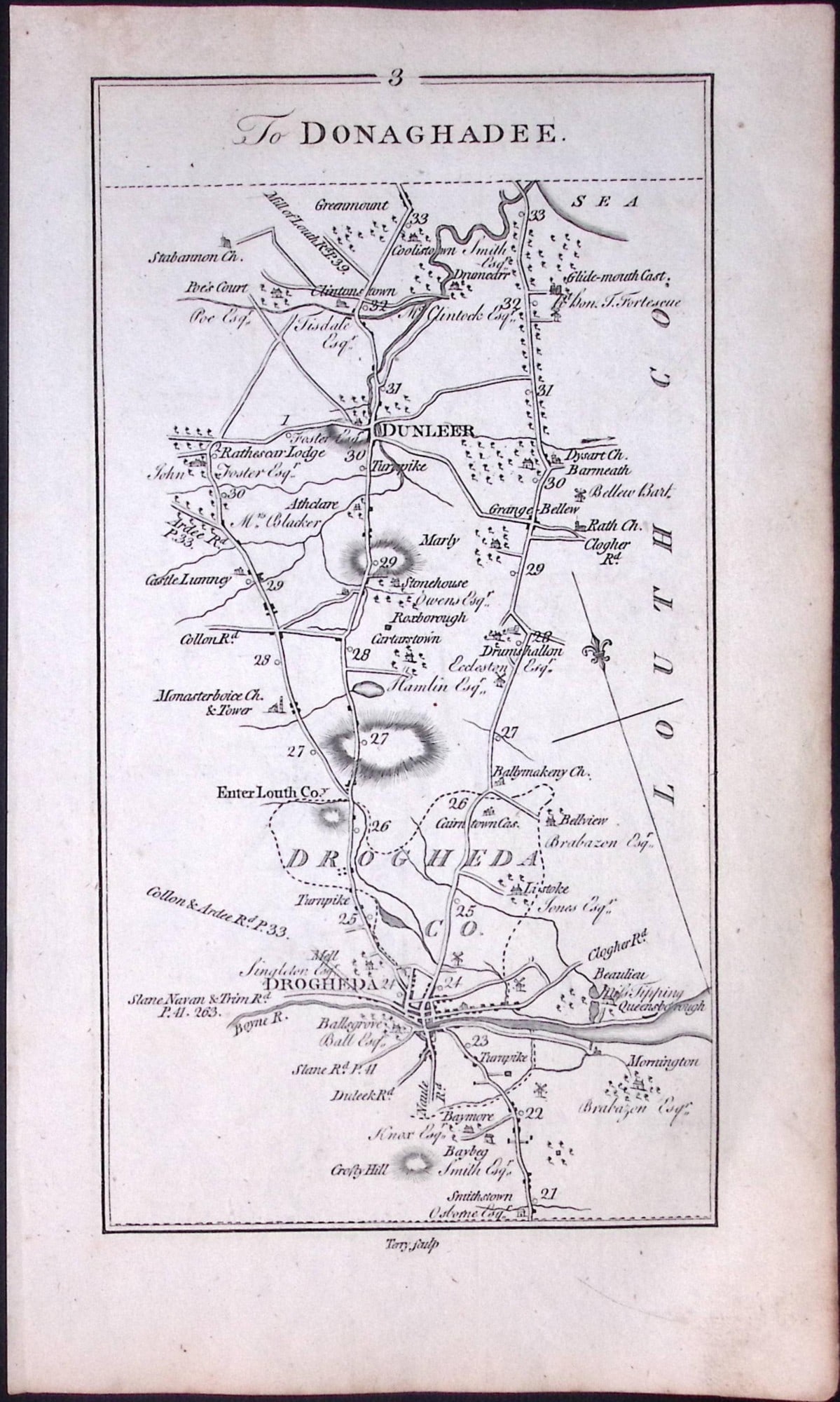 Ireland 245 Years -Old Antique Road Map Drogheda Dundalk, Newry-4 - 2