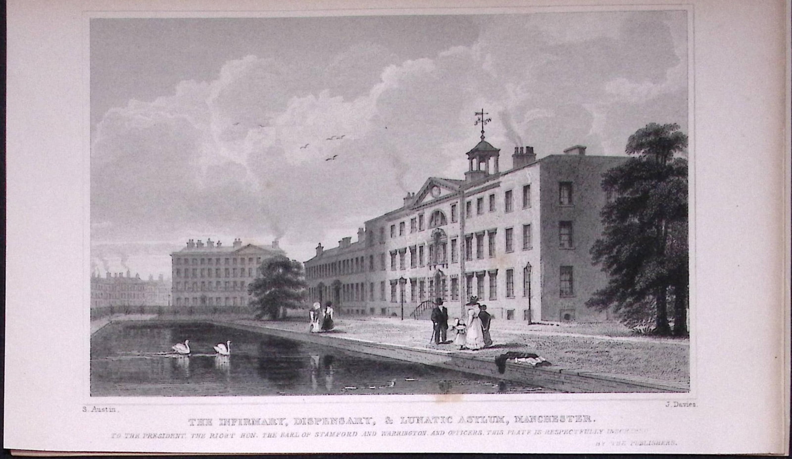 Manchester Infirmary & Lunatic Asylum Antique 195 Years-Old Steel-Engraving-16: Title: Manchester Infirmary & Lunatic Asylum Antique 195 Years-Old Steel-Engraving-16 Description: This Antique Steel Engraving Was Removed from a 195-Year-Old Edition of. Lancashire Illustrated