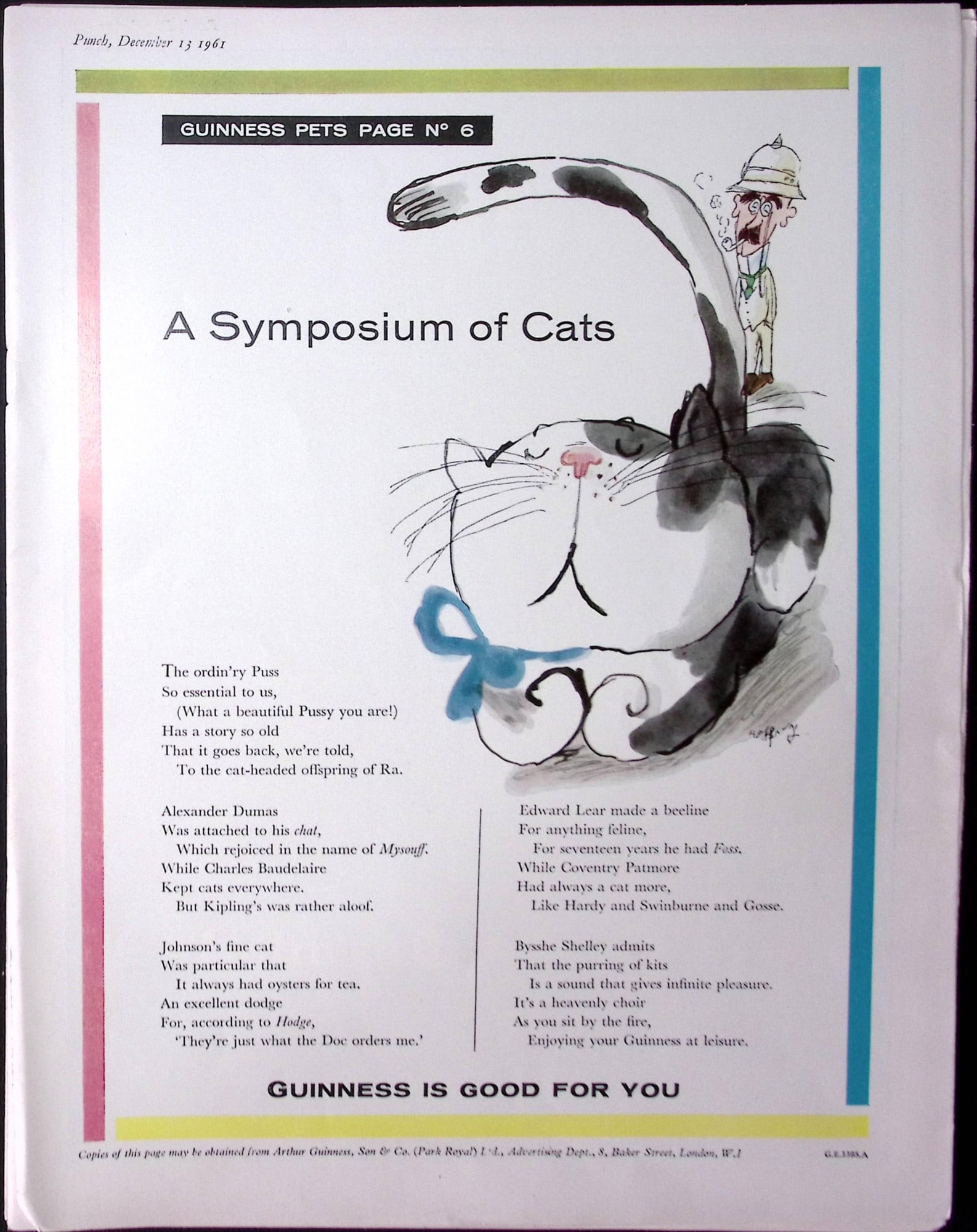 Guinness 1961 Original 65 Years-Old Print Symposium of Cats- G.E.3385-A.: Title: Guinness 1961 Original 65 Years-Old Print Symposium of Cats- G.E.3385-A. Description: Guinness 1961 Original 65 Years-Old Print Symposium of Cats- G.E.3385-A. And Measures approx. Size 11 x