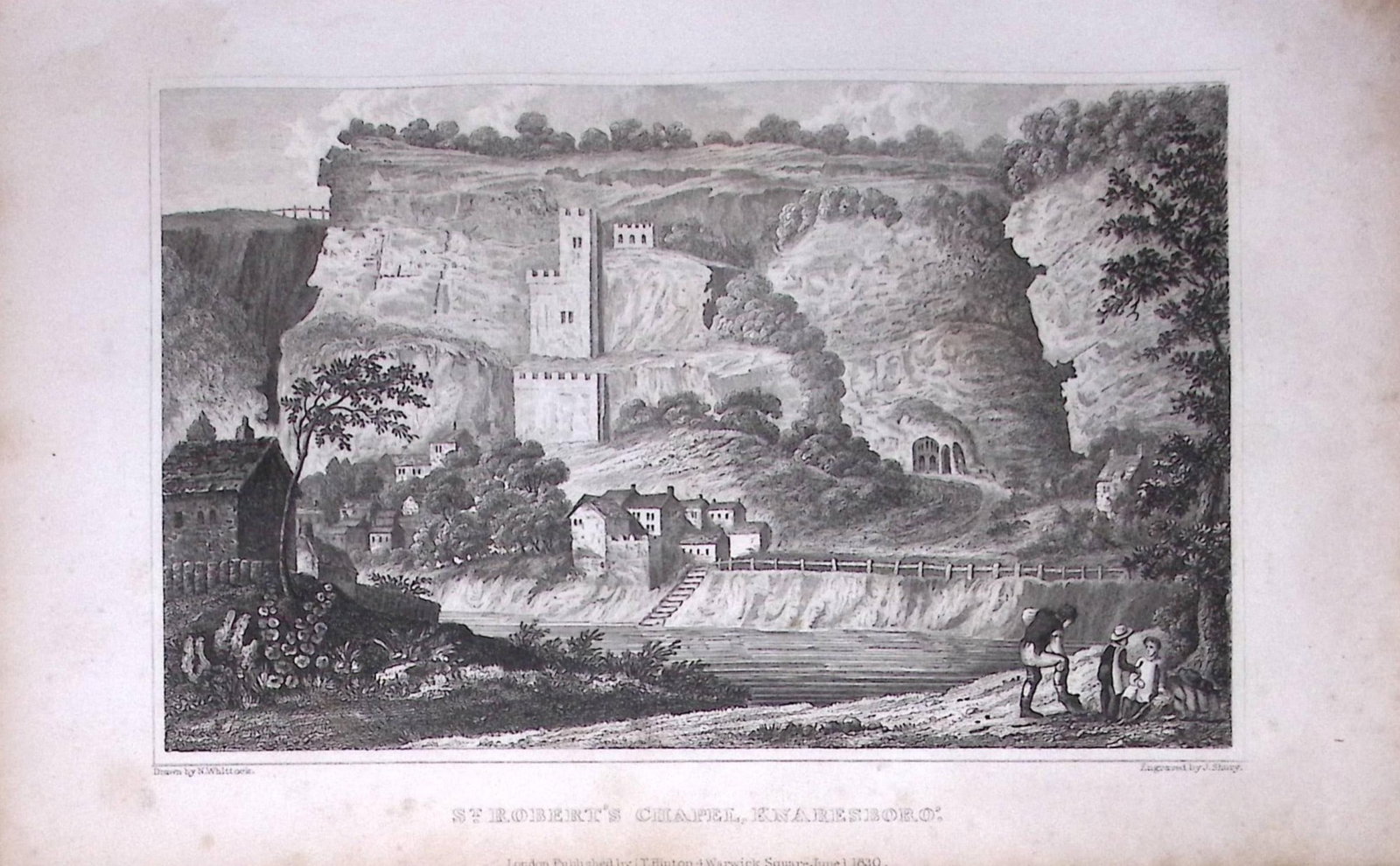 Knaresborough Yorkshire 198 Years-Old Thomas Allen Antique Steel Engraving-86: Title: Knaresborough Yorkshire 198 Years-Old Thomas Allen Antique Steel Engraving-86 Description: This 198 Years-Old Steel Engraved Plate Has Been Removed from an Antique Edition of. A New and