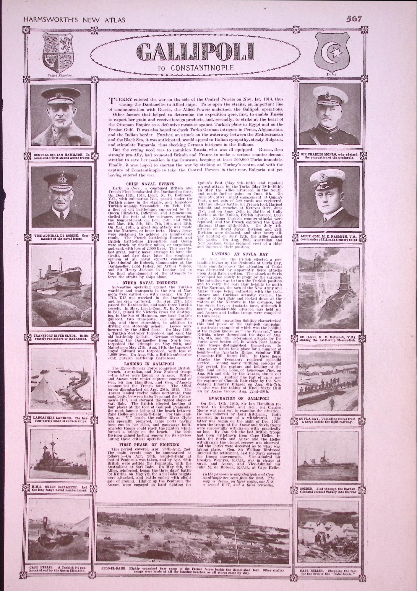 WW1 Gallipoli To Constantinople Coloured 1922 Antique Map-568 - 2