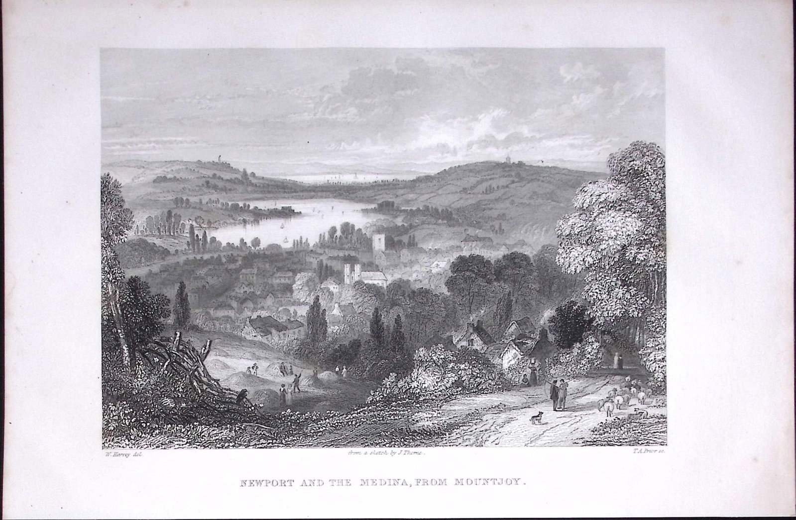 Newport And The Medina Isle of Wight Antique 175-Year-Old Engraved Print-3-TR: Title: Newport And The Medina Isle of Wight Antique 175-Year-Old Engraved Print-3-TR Description: The Land We Live In: Pictorial Sketch Book of British Islands. 1850 This Engraved Print Has Bee