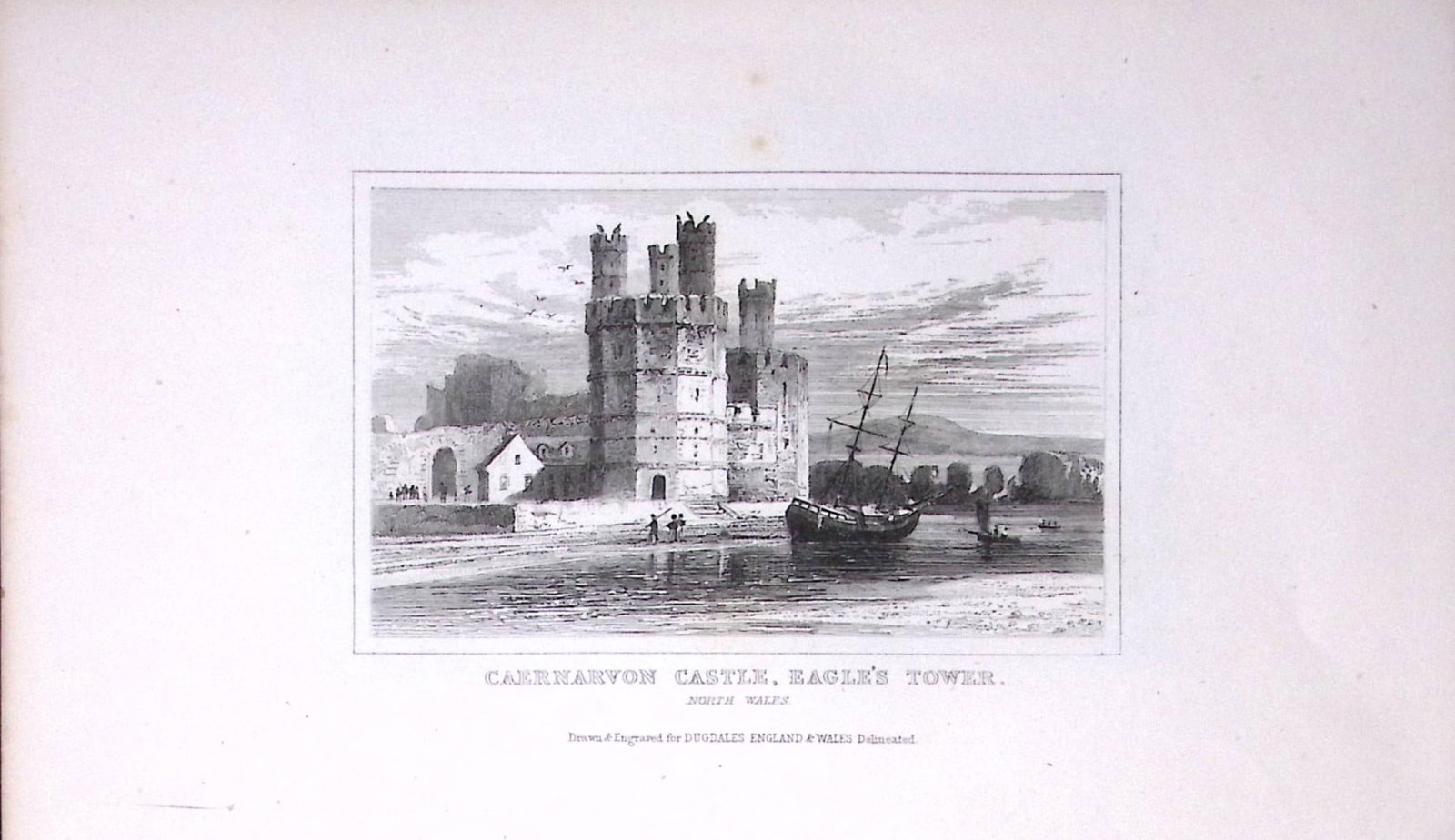 Caernarvon Castle & Eagles Tower Wales Antique 180 Years-Old Copper Plate Print-69: Title: Caernarvon Castle & Eagles Tower Wales Antique 180 Years-Old Copper Plate Print-69 Description: This Antique Copper Plate Engraving Has Been Removed from an Antique Edition of. Thoma