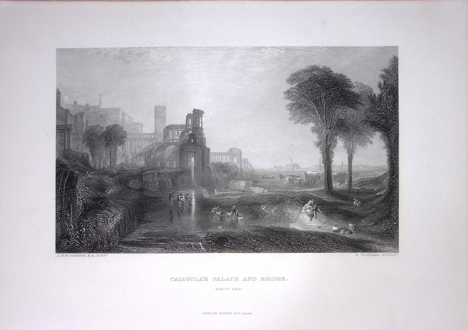 J.M.W Turner Caligula’s Palace Bay of Baize Antique Steel Engraving-31-TR: Title: J.M.W Turner Caligula’s Palace Bay of Baize Antique Steel Engraving-31-TR Description: This Antique Steel-Engraving Was Removed from an Edition Of. The Turner Gallery a