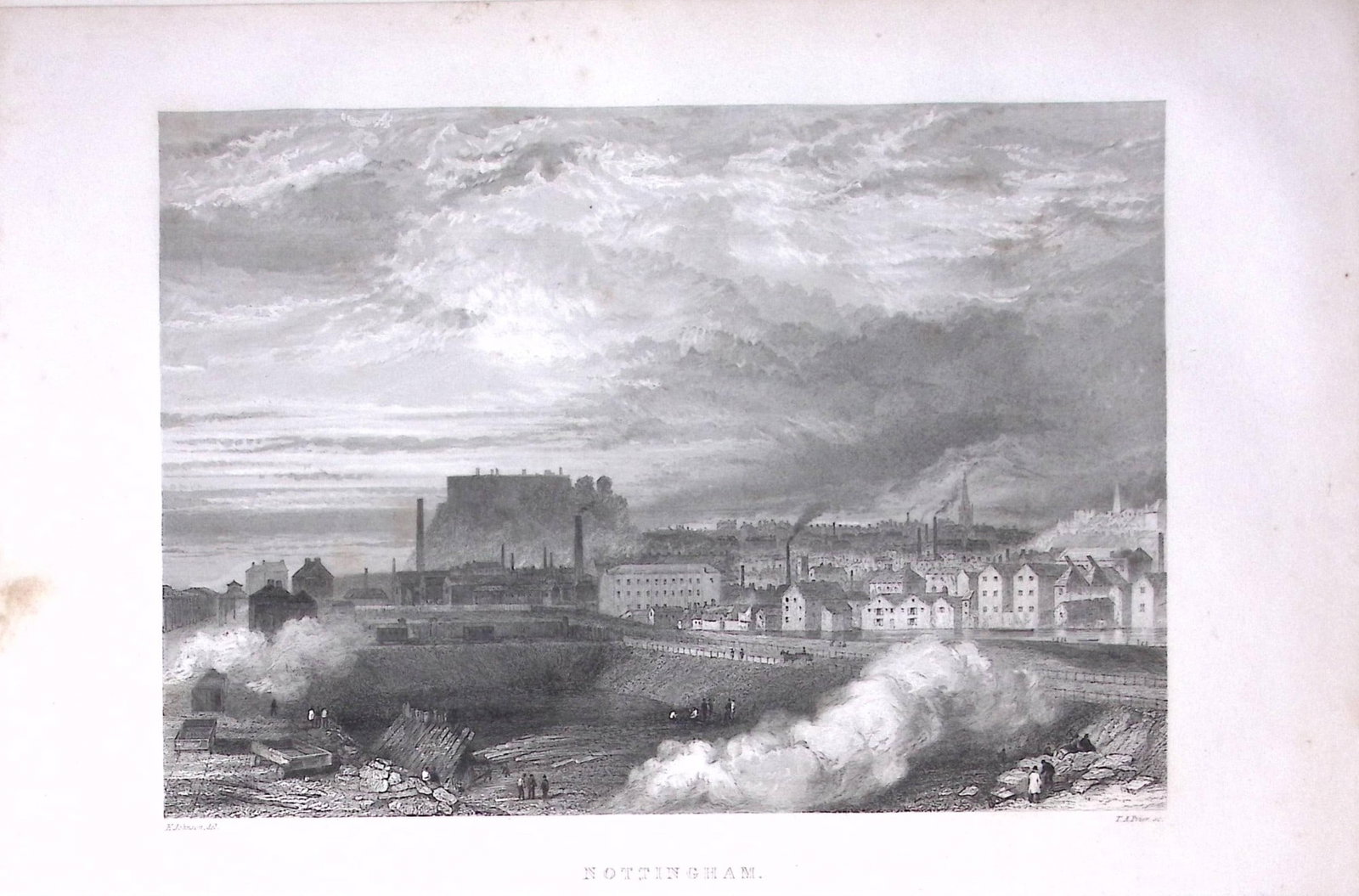 View of Nottingham City Antique 175-Year-Old Engraved Print-13-TR: Title: View of Nottingham City Antique 175-Year-Old Engraved Print-13-TR Description: The Land We Live In: Pictorial Sketch Book of British Islands. 1850 This Engraved Print Has Been Removed fr
