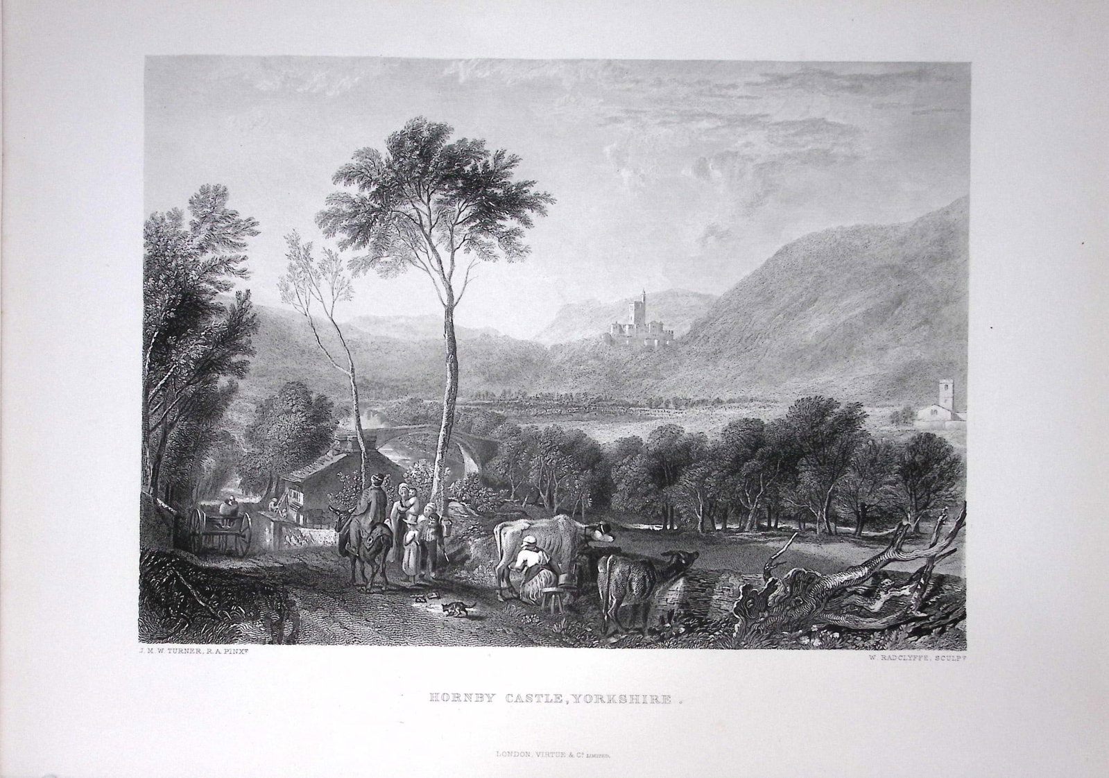 J.M.W Turner Hornby Castle Yorkshire Antique Steel Engraving-89-TR: Title: J.M.W Turner Hornby Castle Yorkshire Antique Steel Engraving-89-TR Description: This Antique Steel-Engraving Was Removed from an Edition Of. The Turner Gallery a Series of 120