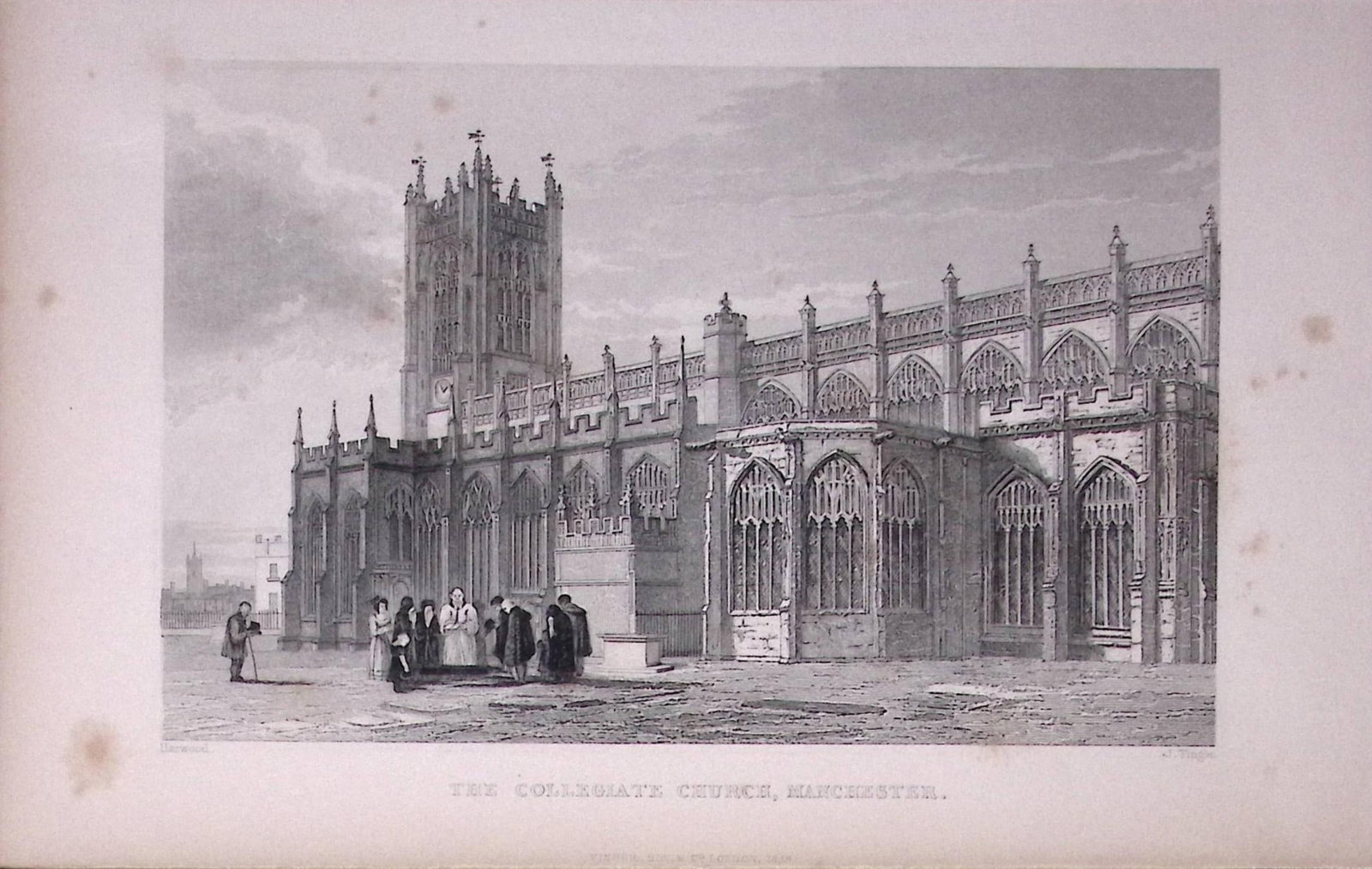 Manchester Collegiate Church Antique 195 Years-Old Steel-Engraving-19: Title: Manchester Collegiate Church Antique 195 Years-Old Steel-Engraving-19 Description: This Antique Steel Engraving Was Removed from a 195-Year-Old Edition of. Lancashire Illustrated in a Series