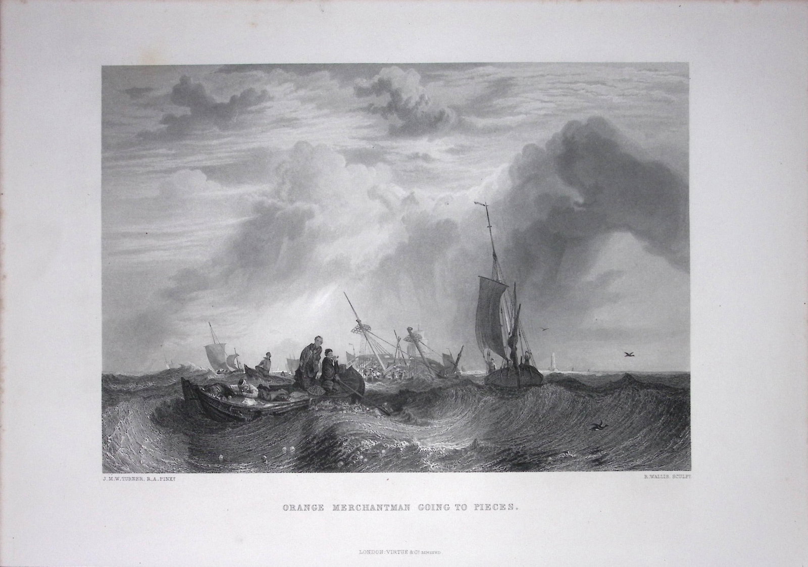 J.M.W Turner Orange Merchantman Antique Steel Engraving-64-TR: Title: J.M.W Turner Orange Merchantman Antique Steel Engraving-64-TR Description: This Antique Steel-Engraving Was Removed from an Edition Of. The Turner Gallery a Series of 120