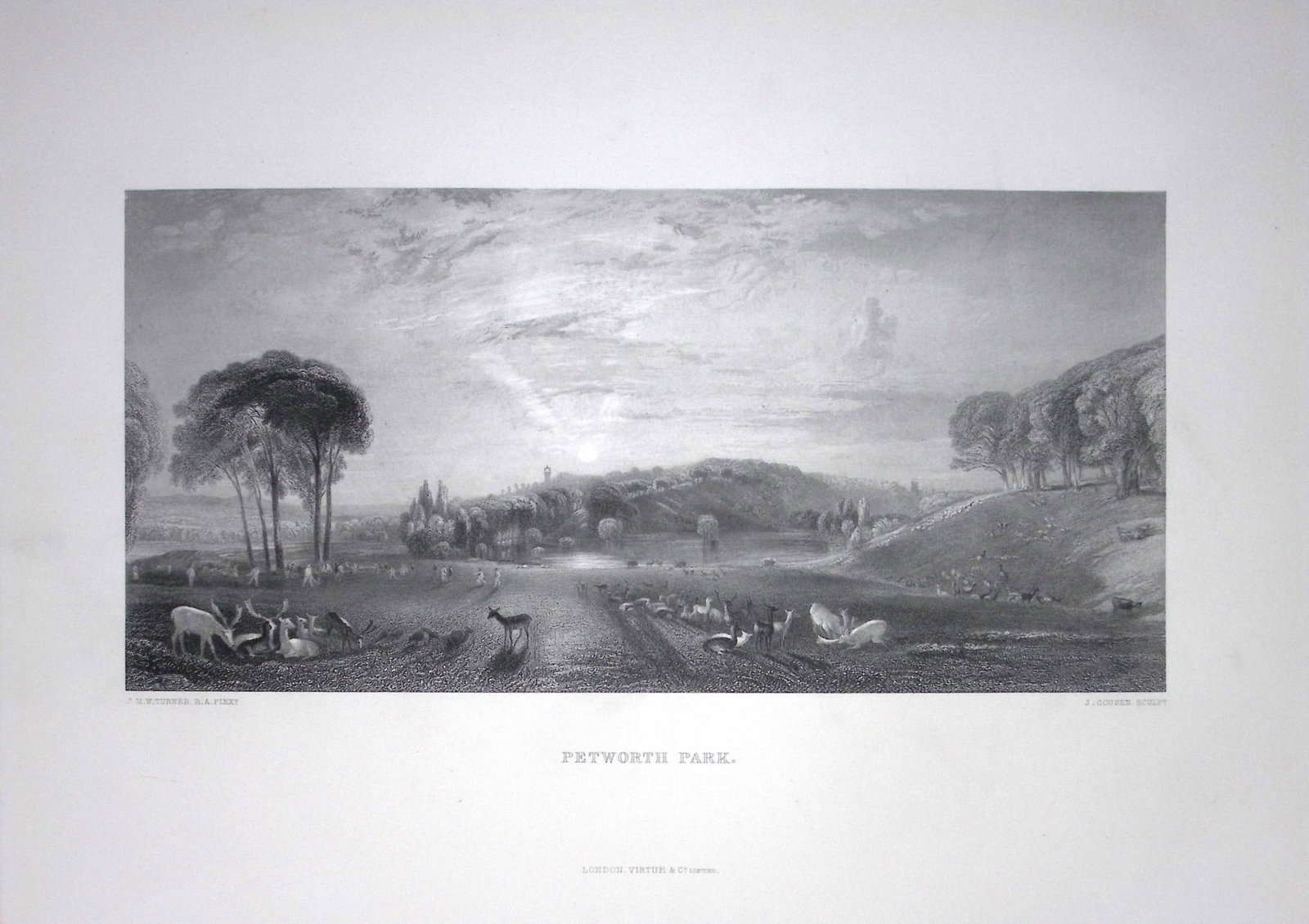 J.M.W Turner Petworth Park Sussex Antique Steel Engraving-54-TR: Title: J.M.W Turner Petworth Park Sussex Antique Steel Engraving-54-TR Description: This Antique Steel-Engraving Was Removed from an Edition Of. The Turner Gallery a Series of 120 E