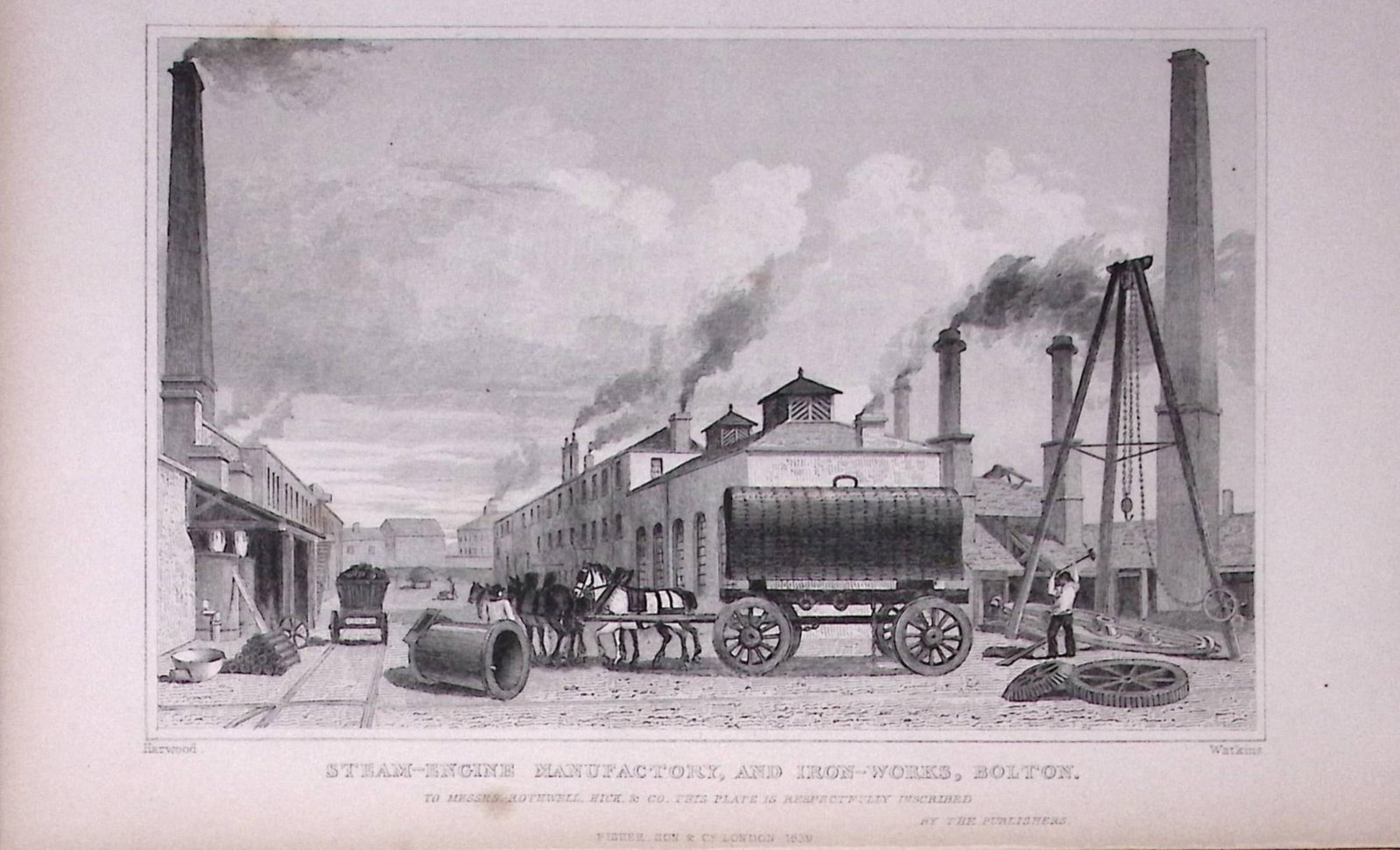 Bolton Steam Engine & Irons Works Antique 195 Years-Old Steel-Engraving-31 (1 of 2)