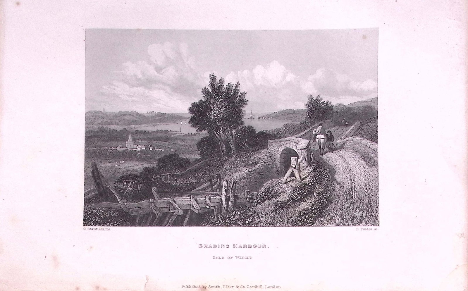 Brading Harbour Isle of Wight 179 years-Old Antique Steel Engraving Print-4-TR: Title: Brading Harbour Isle of Wight 179 years-Old Antique Steel Engraving Print-4-TR Description: This Antique Print Was Remove from an Edition of History of Stansfield Coast Scenery. Publish