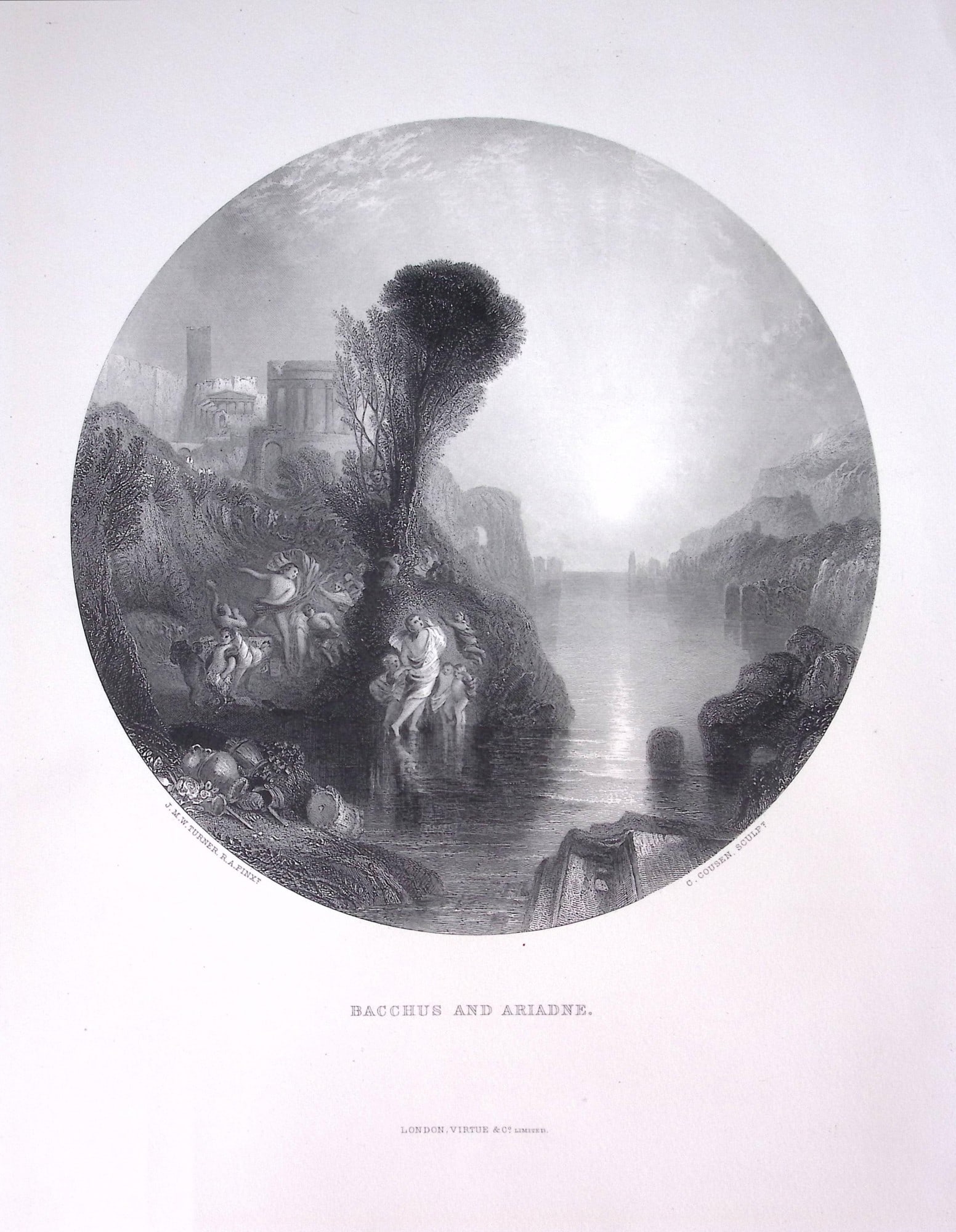 J.M.W Turner Bacchus And Ariadne Antique Steel Engraving-11-TR: Title: J.M.W Turner Bacchus And Ariadne Antique Steel Engraving-11-TR Description: This Antique Steel-Engraving Was Removed from a Edition Of. The Turner Gallery a Series of 120