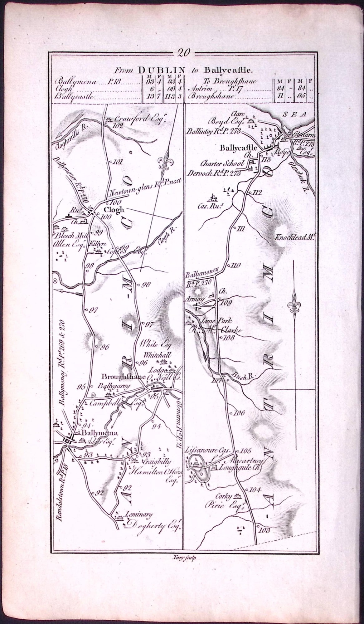 Ireland 245 Years -Old Antique Road Map To Coleraine by Antrim- 20: Title: Ireland 245 Years -Old Antique Road Map To Coleraine by Antrim- 20 Description: This Rare Irish Road Map Has Been Removed from a First Edition Copy of. Taylor & Skin