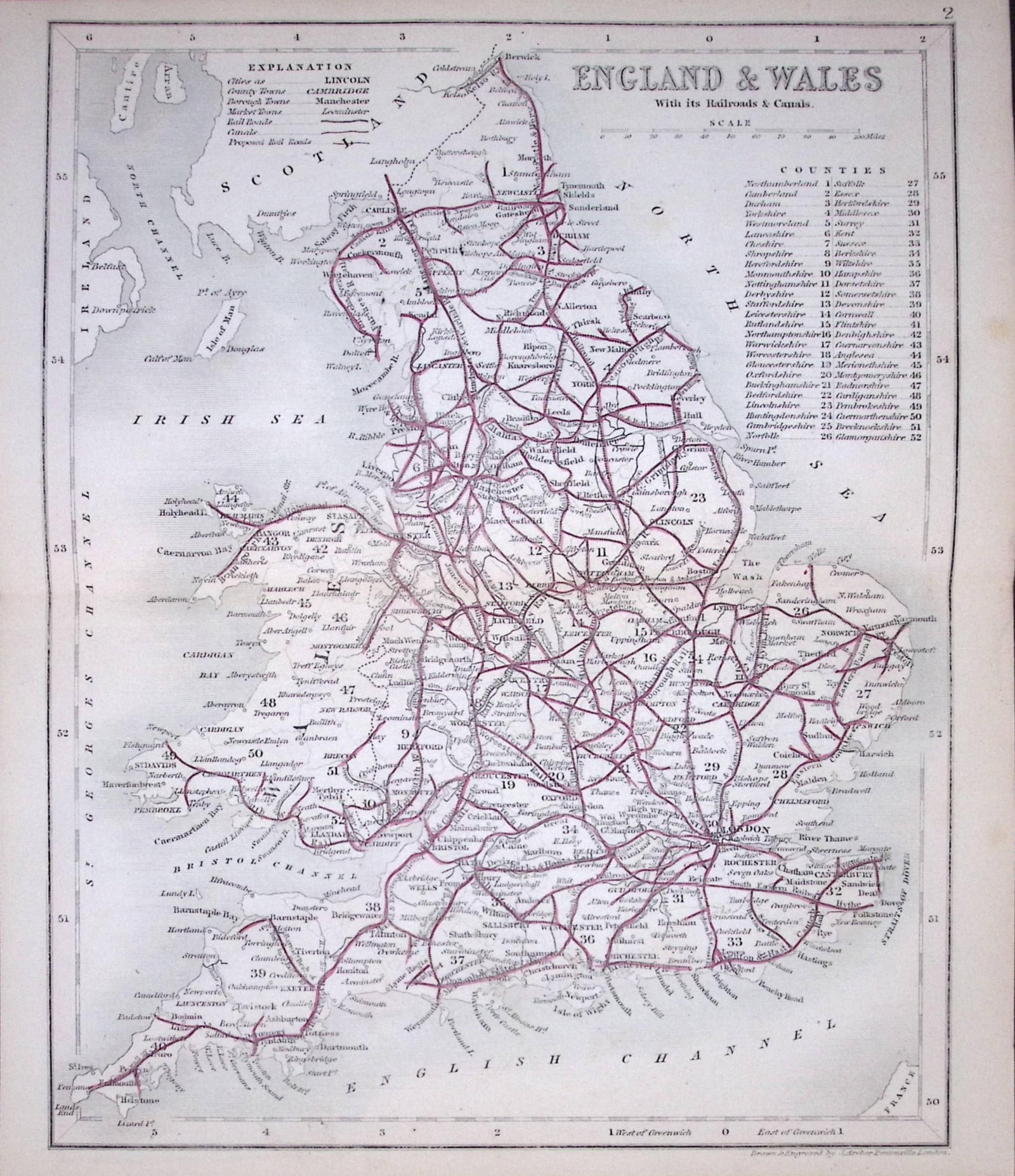 England Railroads-Dugdale & Archer Antique 180 Years-Old Steel Engraved Map-33: Title: England Railroads-Dugdale & Archer Antique 180 Years-Old Steel Engraved Map-33 Description: This Antique Coloured Engraved Map Has Been Removed from an Antique Edition of. Thomas Dug