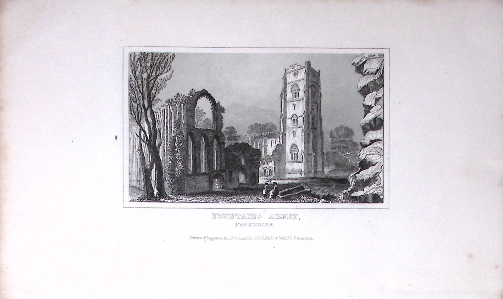 Fountain Abbey Yorkshire Dugdale & Archer Antique 180 Years-Old Copper Plate Print-60: Title: Fountain Abbey Yorkshire Dugdale & Archer Antique 180 Years-Old Copper Plate Print-60 Description: This Antique Copper Plate Engraving Has Been Removed from an Antique Edition of. Thomas