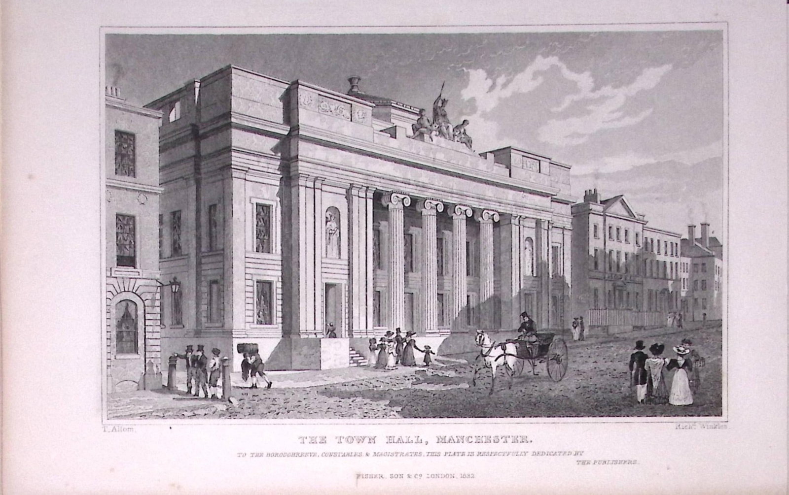 The Town Hall Manchester Antique 195 Years-Old Steel-Engraving-24: Title: The Town Hall Manchester Antique 195 Years-Old Steel-Engraving-24 Description: This Antique Steel Engraving Was Removed from a 195-Year-Old Edition of. Lancashire Illustrated in a Series of