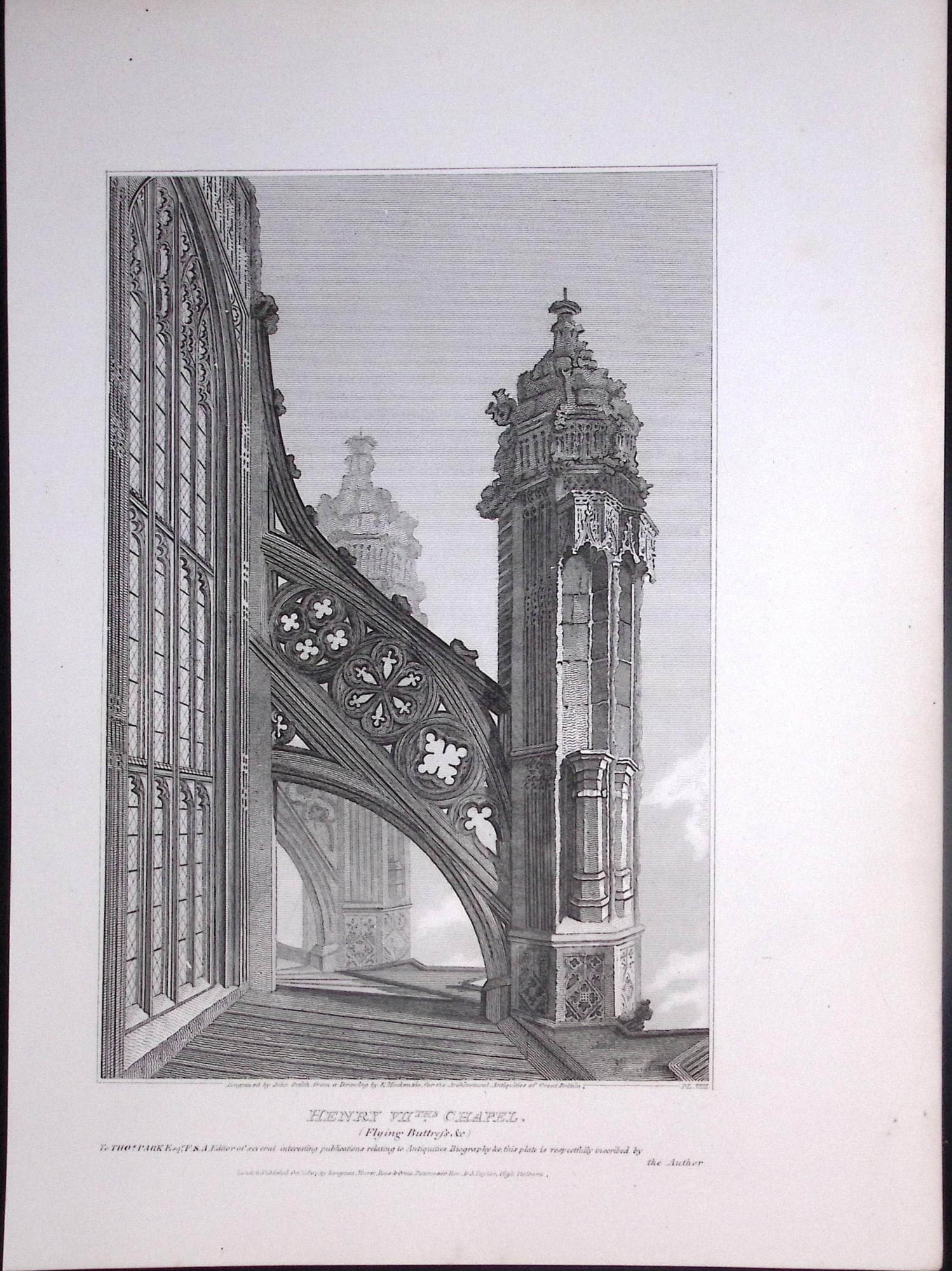 Westminster Abbey Henry VII Chapel 190 Years-Old John Britton Antique Steel Engraving-302.: Title: Westminster Abbey Henry VII Chapel 190 Years-Old John Britton Antique Steel Engraving-302. Description: This 191 Years-Old Steel Gilt-Edged Engraved Plate Has Been Removed from an Anti