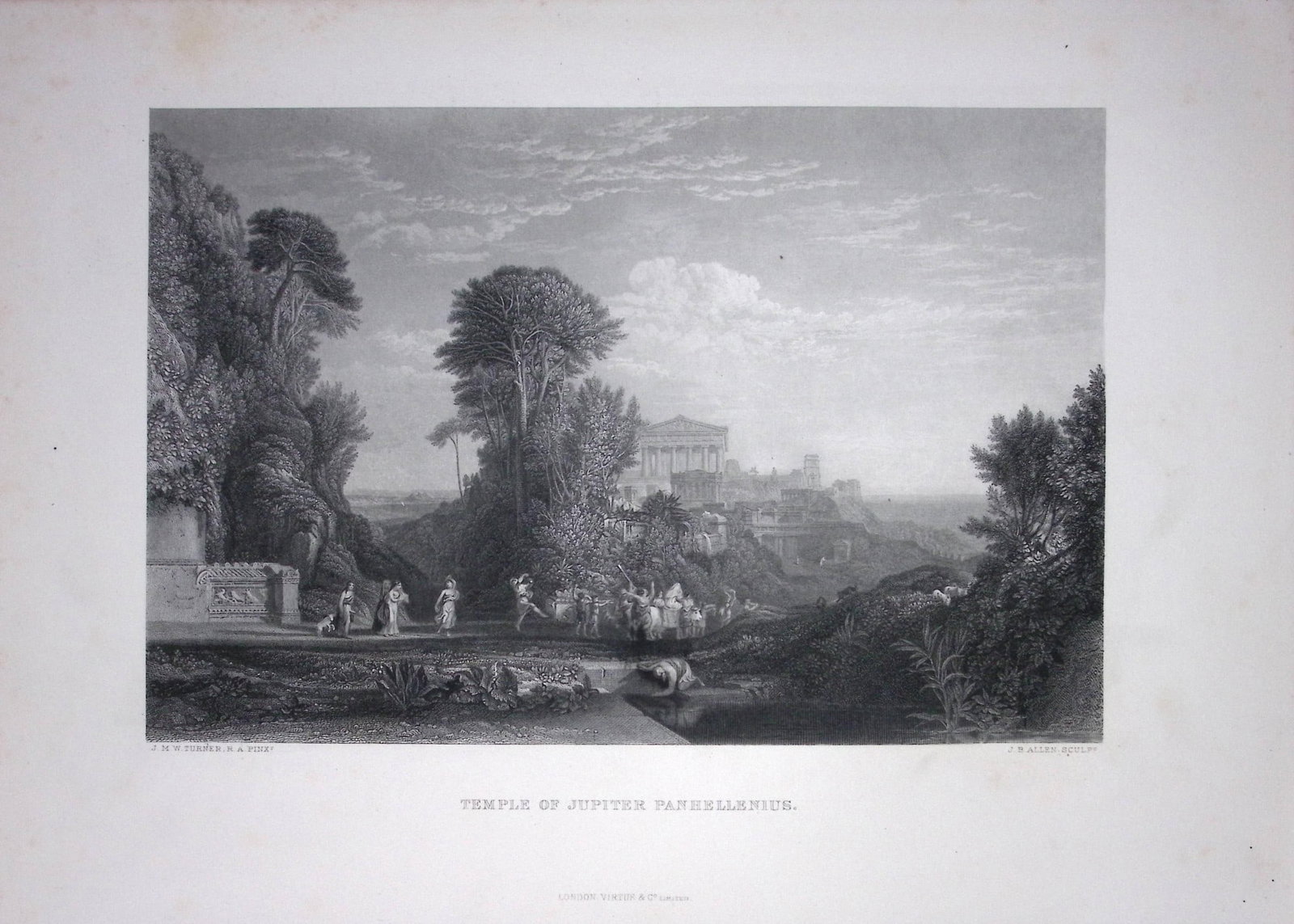 J.M.W Turner Temple of Jupiter Panhellenius Greece Antique Steel Engraving-57-TR: Title: J.M.W Turner Temple of Jupiter Panhellenius Greece Antique Steel Engraving-57-TR Description: This Antique Steel-Engraving Was Removed from an Edition Of. The Turner Gallery a