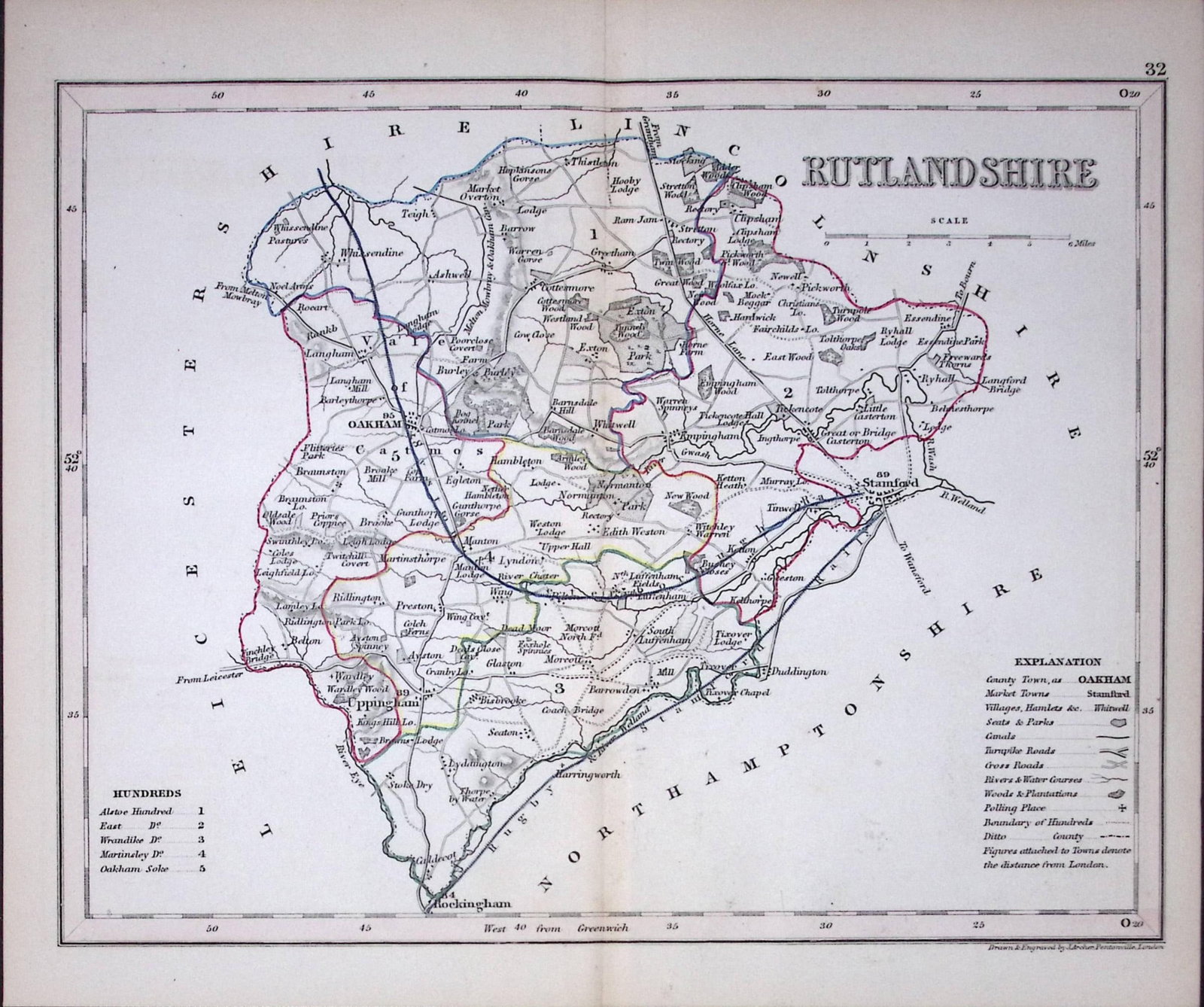 East Midlands-Dugdale & Archer Antique 180 Years-Old Steel Engraved Map-22: Title: East Midlands-Dugdale & Archer Antique 180 Years-Old Steel Engraved Map-22 Description: This Antique Coloured Engraved Map Has Been Removed from an Antique Edition of. Thomas Dugdale