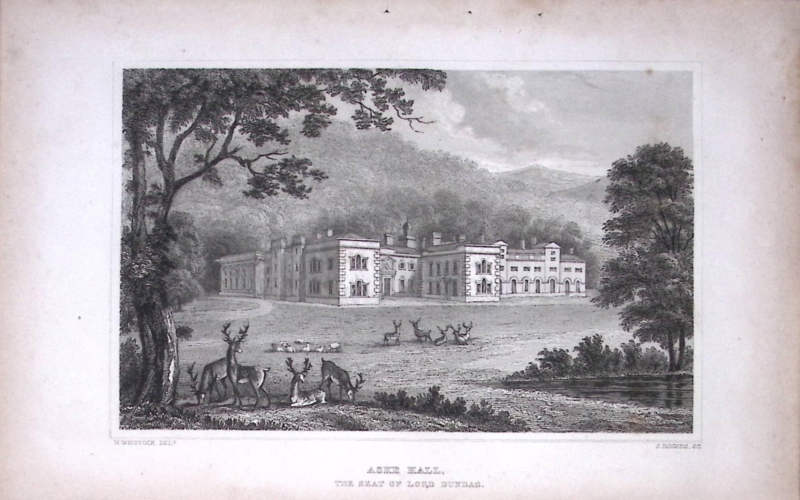 Aske Hall Nr Richmond Yorkshire 198 Years-Old Thomas Allen Antique Steel Engraving-81: Title: Aske Hall Nr Richmond Yorkshire 198 Years-Old Thomas Allen Antique Steel Engraving-81 Description: This 198 Years-Old Steel Engraved Plate Has Been Removed from an Antique Edition of. A New