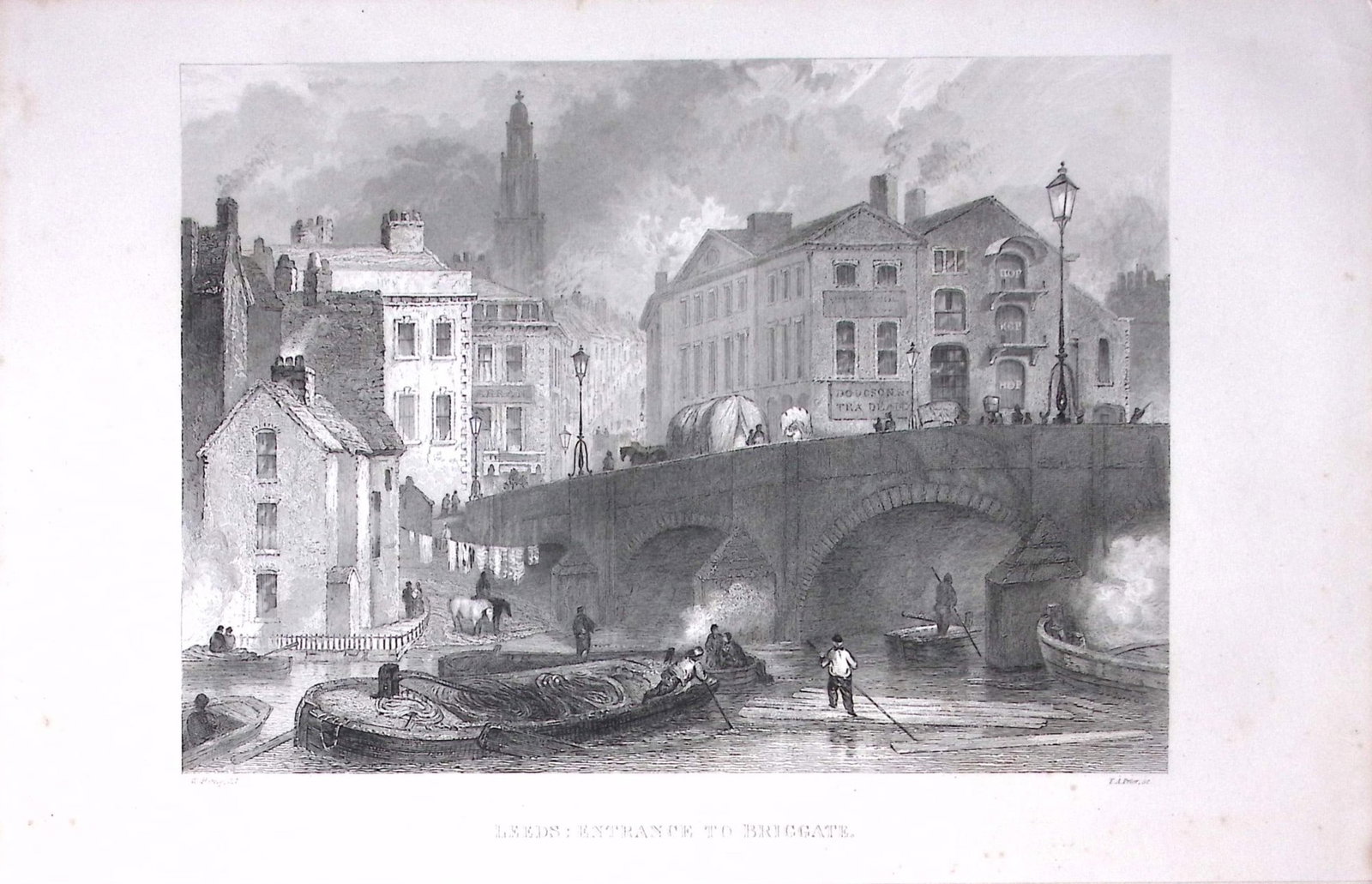 Leeds Entrance to Briggate Antique 175-Year-Old Engraved Print-11-TR: Title: Leeds Entrance to Briggate Antique 175-Year-Old Engraved Print-11-TR Description: The Land We Live In: Pictorial Sketch Book of British Islands. 1850 This Engraved Print Has Been Removed