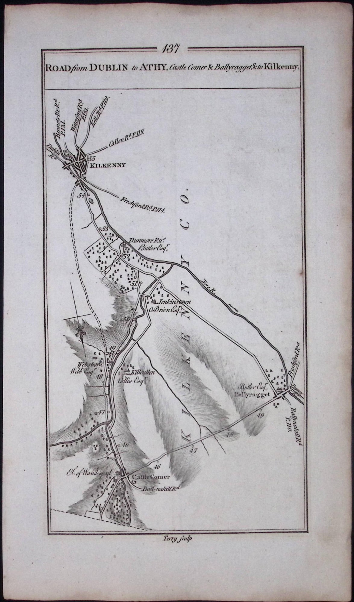 Ireland 245 Years -Old Antique Road Map Dublin, Tallaght, Blessington -138 - 2