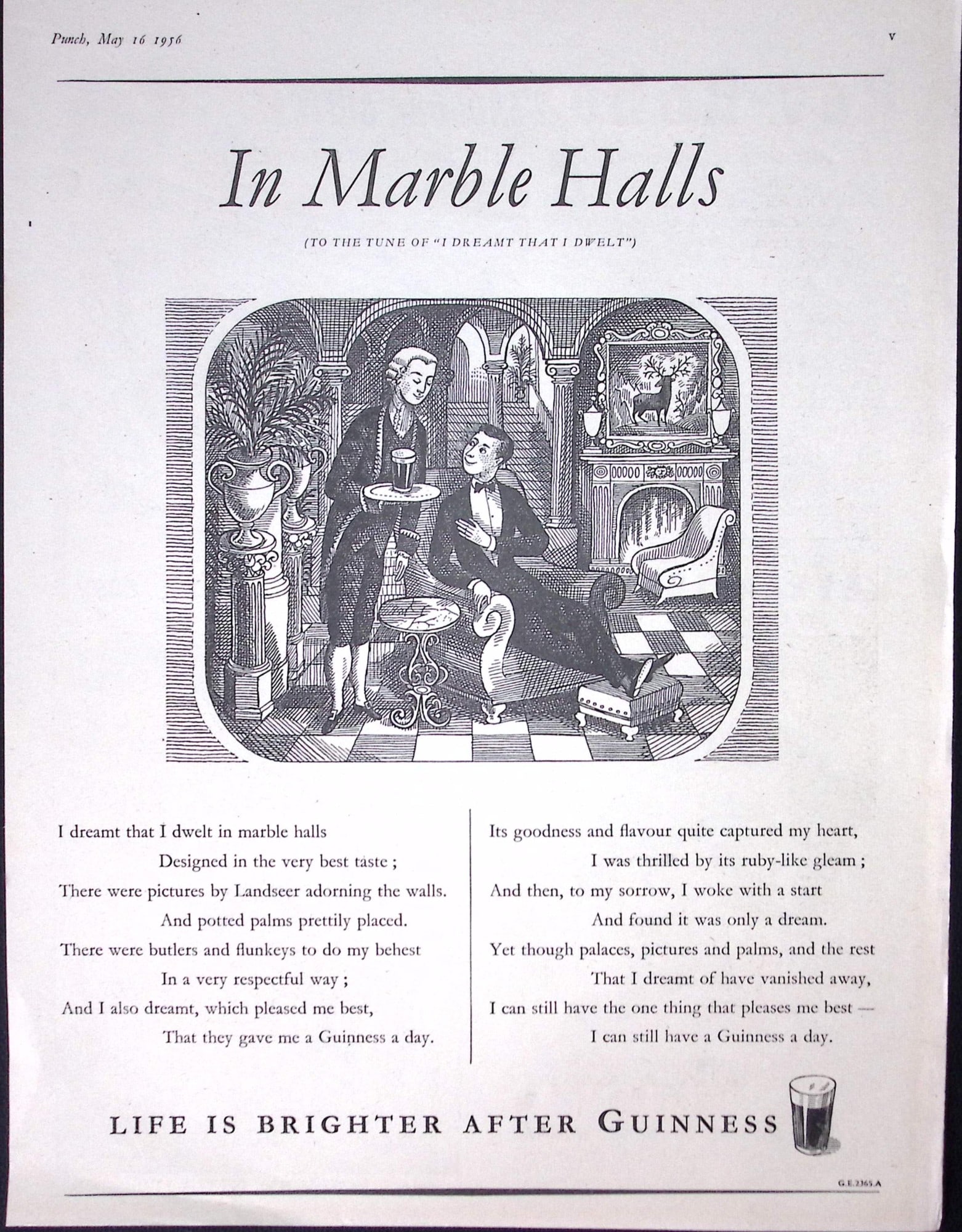 Guinness 1956 Original 69 Years-Old Print In Marble Halls- G.E.2365-A: Title: Guinness 1956 Original 69 Years-Old Print In Marble Halls- G.E.2365-A Description: Guinness 1956 Original 69 Years-Old Print In Marble Halls- G.E.2365-A Measures approx. Size 11 x 8