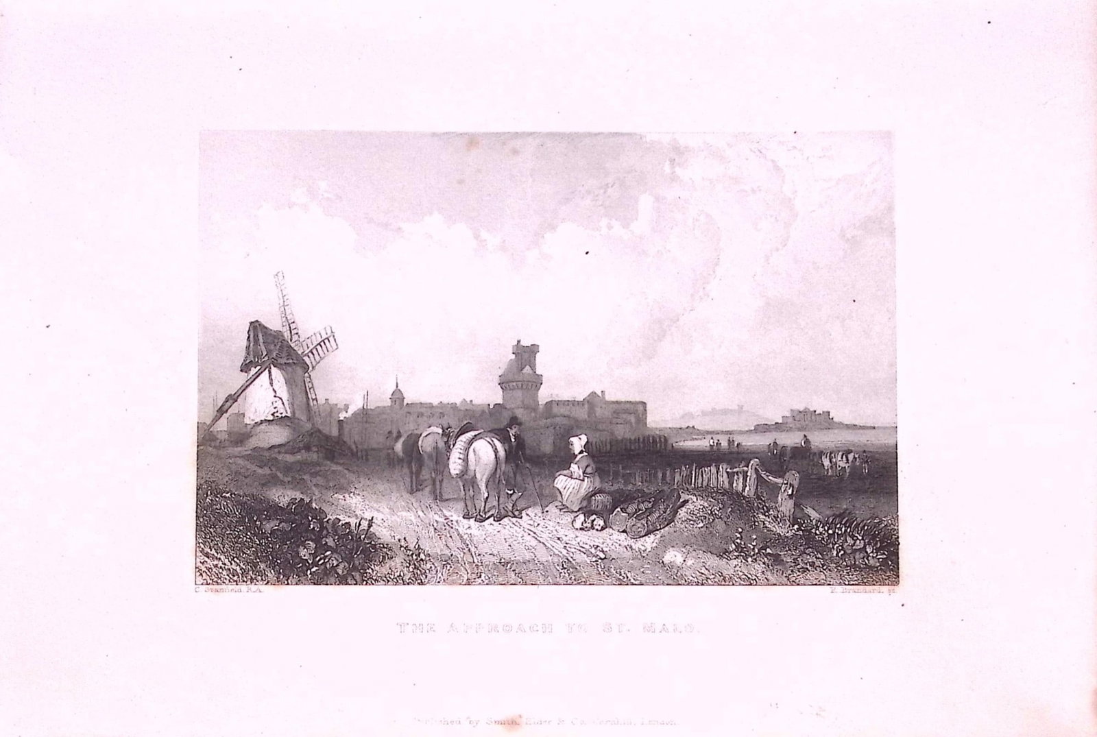 Saint Malo Brittany France 179 years-Old Antique Steel Engraving Print-10-TR: Title: Saint Malo Brittany France 179 years-Old Antique Steel Engraving Print-10-TR Description: This Antique Print Was Remove from an Edition of History of Stansfield Coast Scenery. Published in