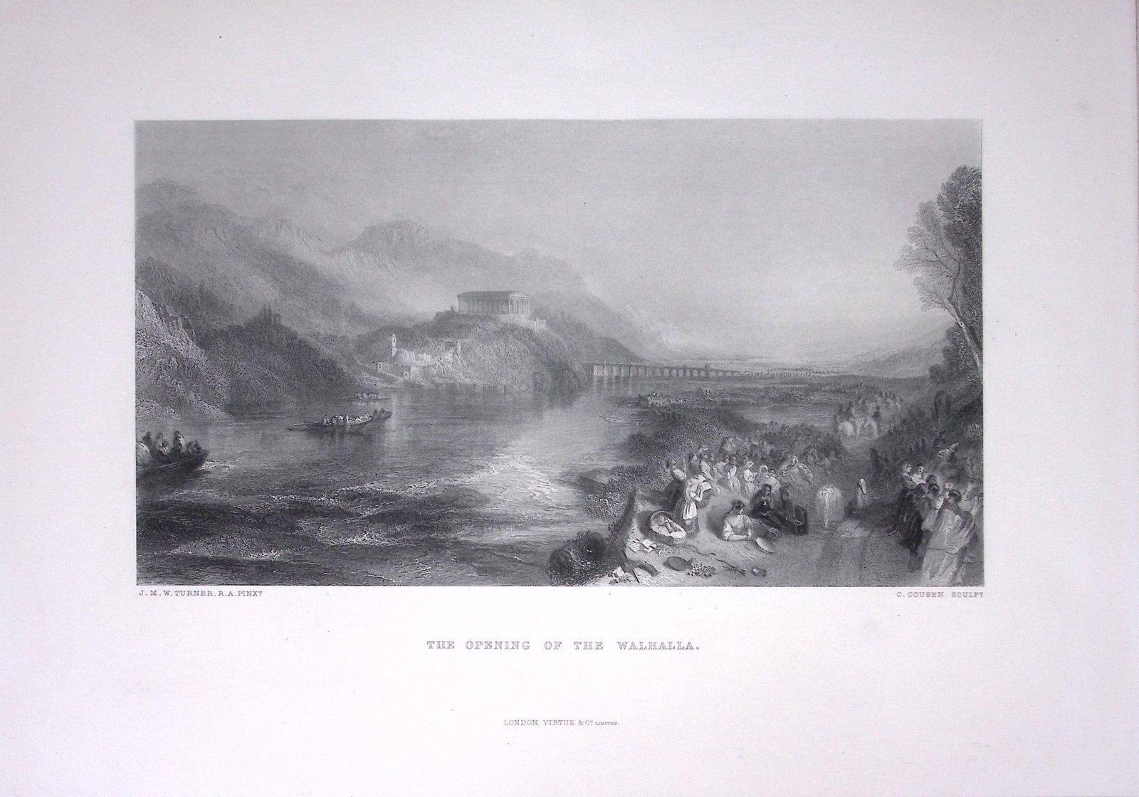 J.M.W Turner Opening of The Walhalla Antique Steel Engraving-6-TR: Title: J.M.W Turner Opening of The Walhalla Antique Steel Engraving-6-TR Description: This Antique Steel-Engraving Was Removed from an Edition Of. The Turner Gallery a Series of 120