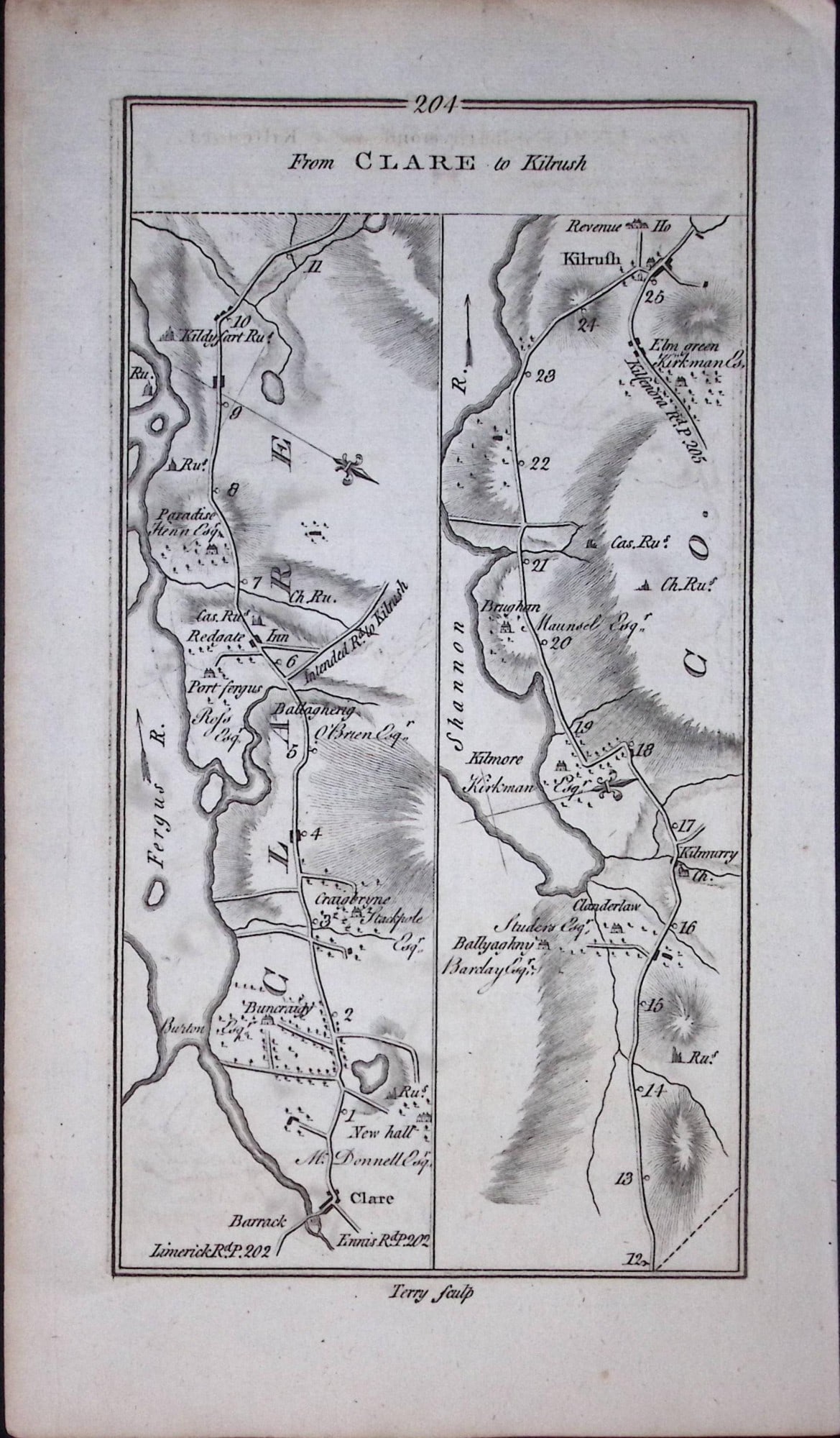 Ireland Rare Antique 245 Yr-Old Road Map Claire-Kilrush-Ennis-204: Title: Ireland Rare Antique 245 Yr-Old Road Map Claire-Kilrush-Ennis-204 Description: This Rare Irish Road Map Has Been Removed from a First Edition Copy of. Taylor & Skinners 17