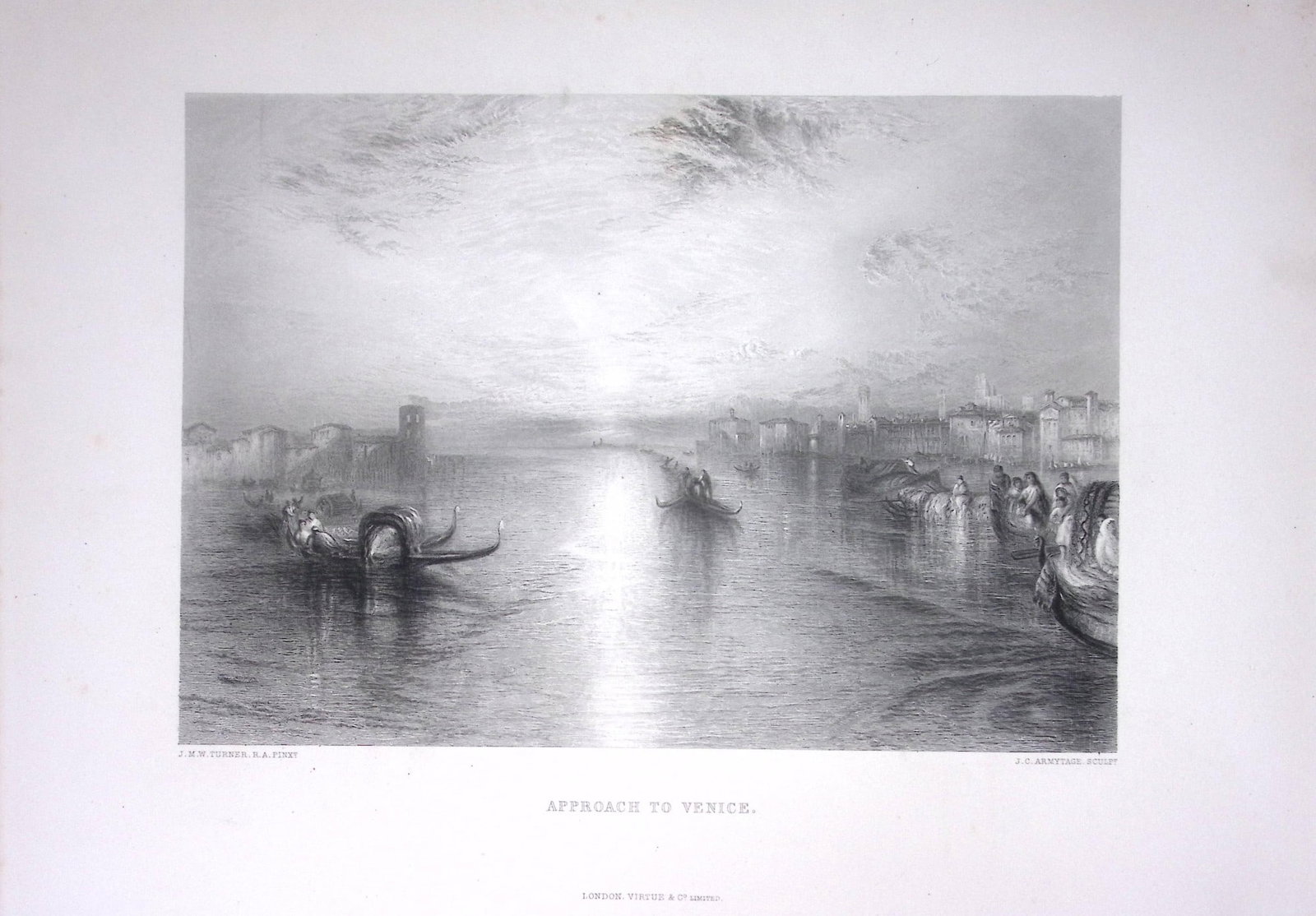 J.M.W Turner The Approach To Venice Antique Steel Engraving-7-TR: Title: J.M.W Turner The Approach To Venice Antique Steel Engraving-7-TR Description: This Antique Steel-Engraving Was Removed from an Edition Of. The Turner Gallery a Series of 120