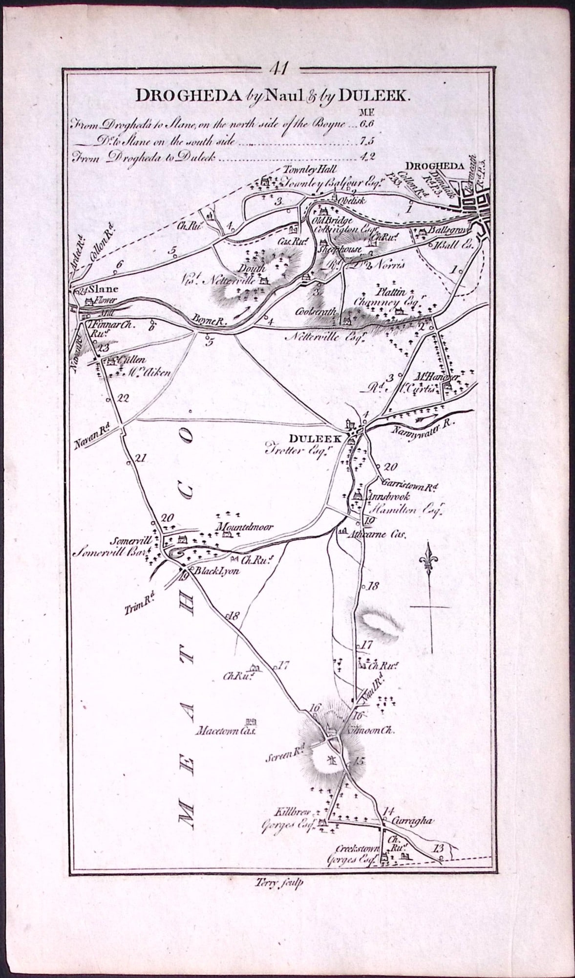 Ireland 245 Years -Old Antique Road Map Drogheda By Naul Via Duleek-42: Title: Ireland 245 Years -Old Antique Road Map Drogheda By Naul Via Duleek-42 Description: This Rare Irish Road Map Has Been Removed from a First Edition Copy of. Taylor &