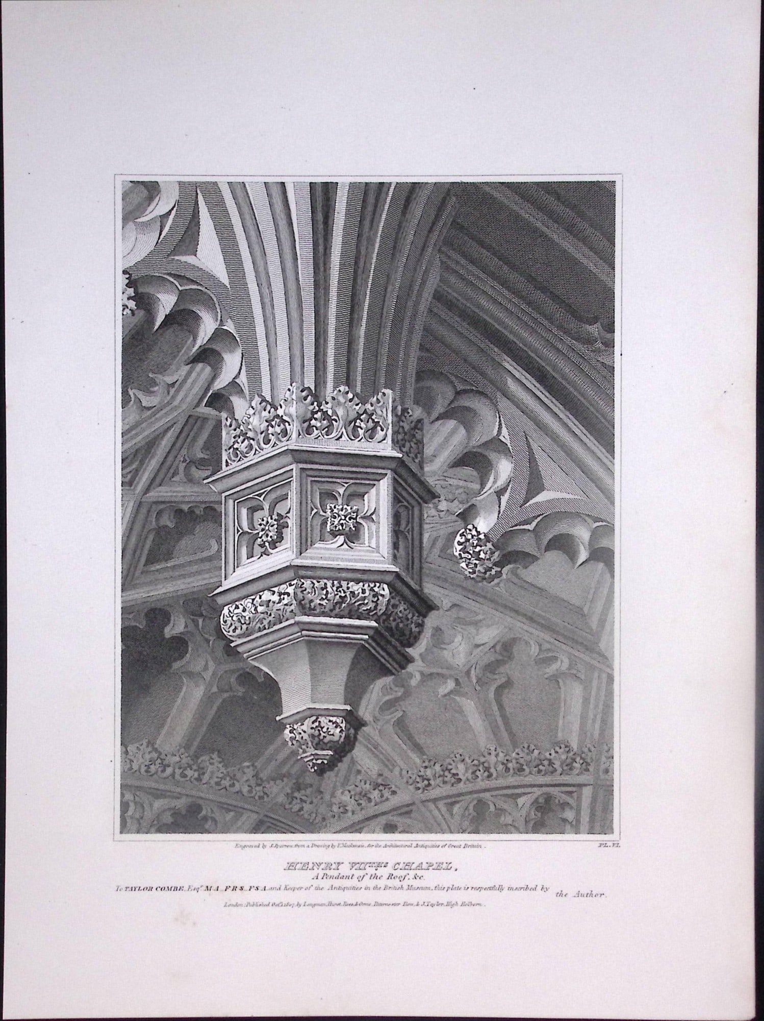 Westminster Abbey Henry VII Chapel 190 Years-Old John Britton Antique Steel Engraving-304.: Title: Westminster Abbey Henry VII Chapel 190 Years-Old John Britton Antique Steel Engraving-304. Description: This 191 Years-Old Steel Gilt-Edged Engraved Plate Has Been Removed from an