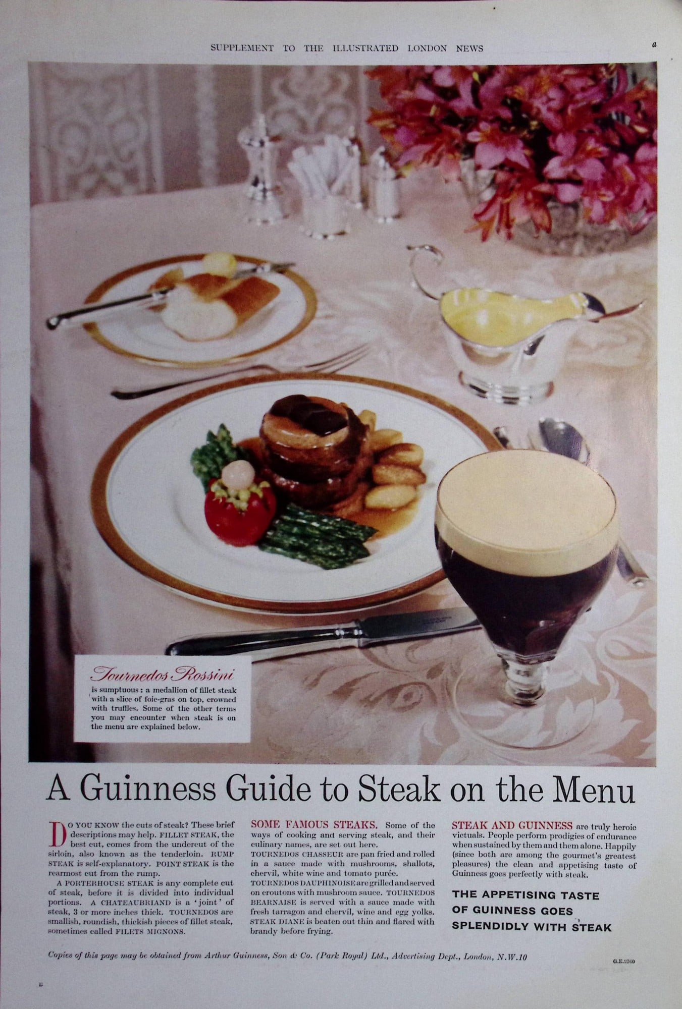 Guinness Guide To A Steak 1960 Original 66 Years-Old Print -GE 2760.: Title: Guinness Guide To A Steak 1960 Original 66 Years-Old Print -GE 2760. Description: Guinness Guide To A Steak 1960 Original 66 Years-Old Print -GE 2760. And Measures approx. Size 14 x 10