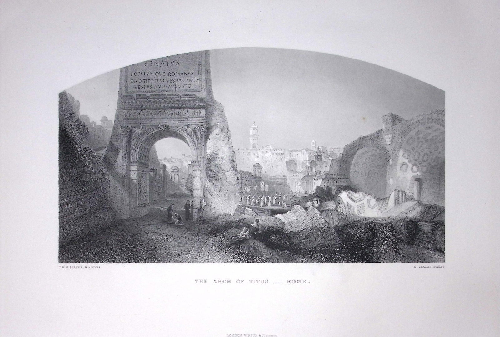 J.M.W Turner Arch of Titus Rome Italy Antique Steel Engraving-38-TR: Title: J.M.W Turner Arch of Titus Rome Italy Antique Steel Engraving-38-TR Description: This Antique Steel-Engraving Was Removed from an Edition Of. The Turner Gallery a Series of 120