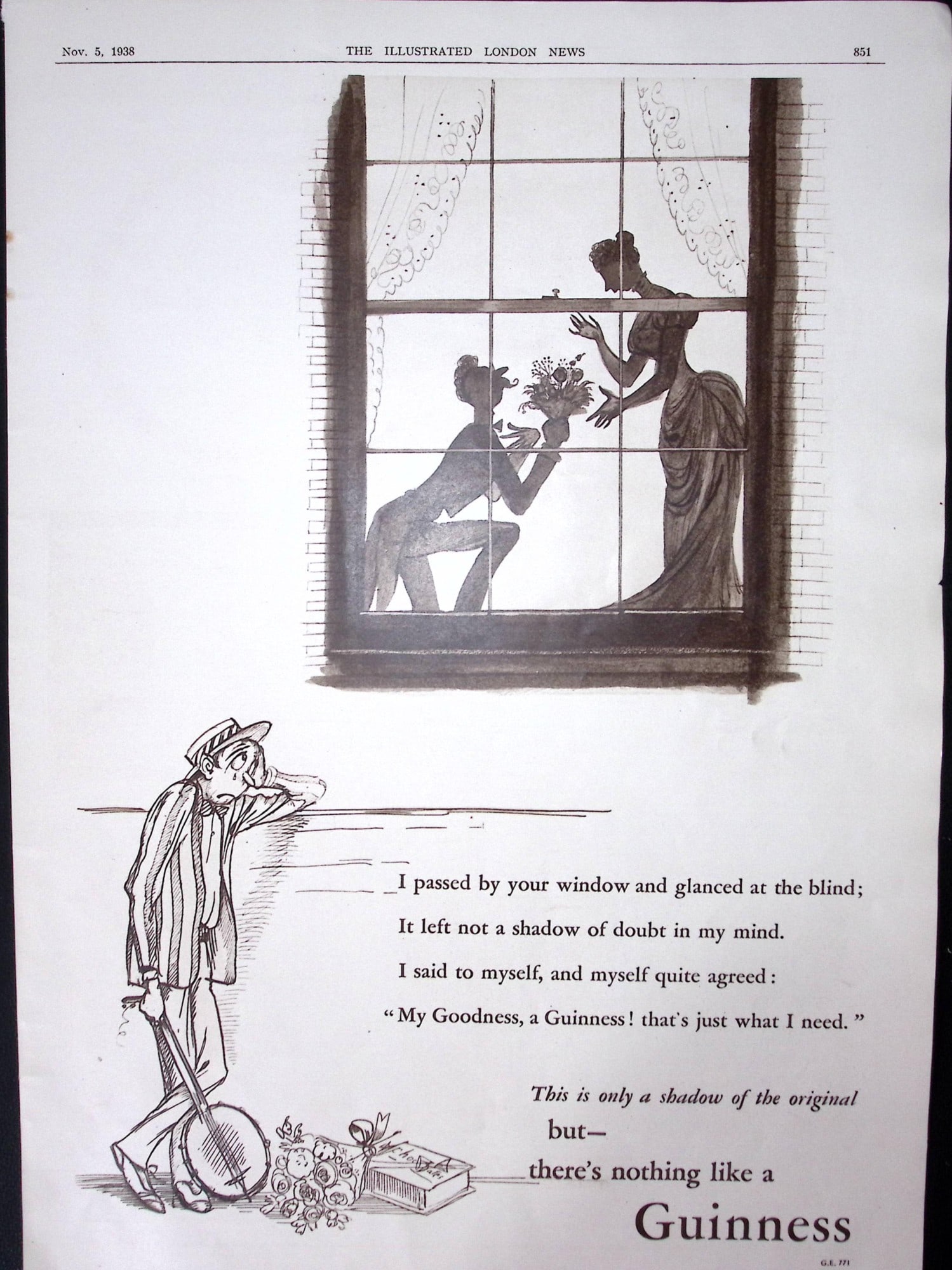 Guinness Vintage 88 Years-Old Advert 1938 Love Lost: G.E.771: Title: Guinness Vintage 88 Years-Old Advert 1938 Love Lost: G.E.771 Description: Guinness Vintage 88 Years-Old Advert 1938 Love Lost: G.E.771 Measures approx. Size 14.5 x 10 (Inches) 368