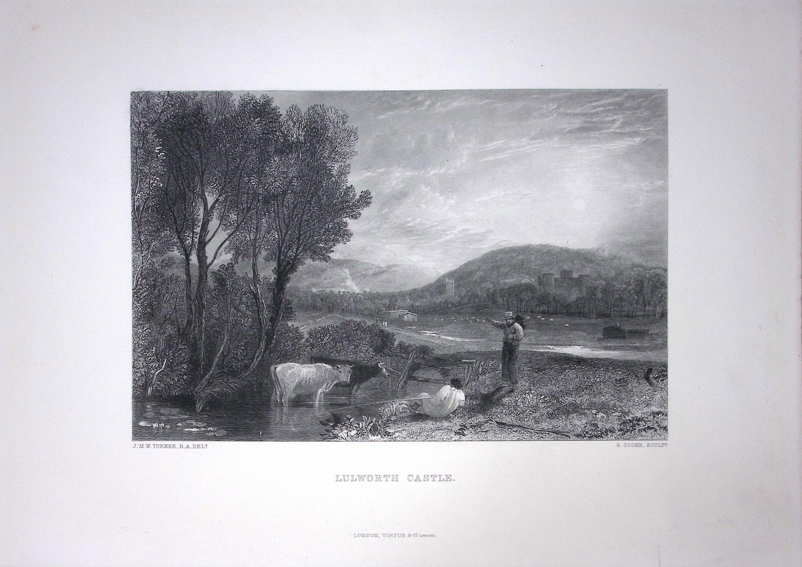 J.M.W Turner Lulworth Castle Dorset Antique Steel Engraving-96-TR: Title: J.M.W Turner Lulworth Castle Dorset Antique Steel Engraving-96-TR Description: This Antique Steel-Engraving Was Removed from a Edition Of. The Turner Gallery a Series of 120